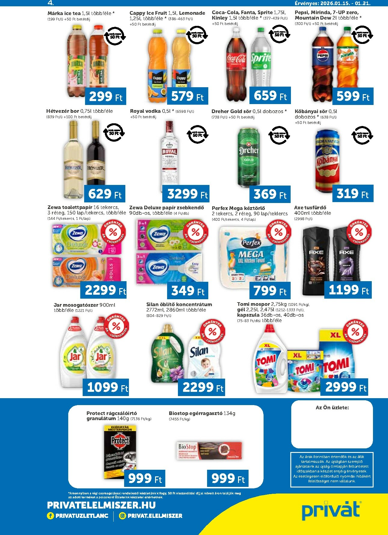 privat-elelmiszer - Privát - Bács-Kiskun, Békés, Csongrád-Csanád, Tolna, Baranya, Somogy vármegye akciós újság, érvényes 01.15. - 01.21. - page: 4