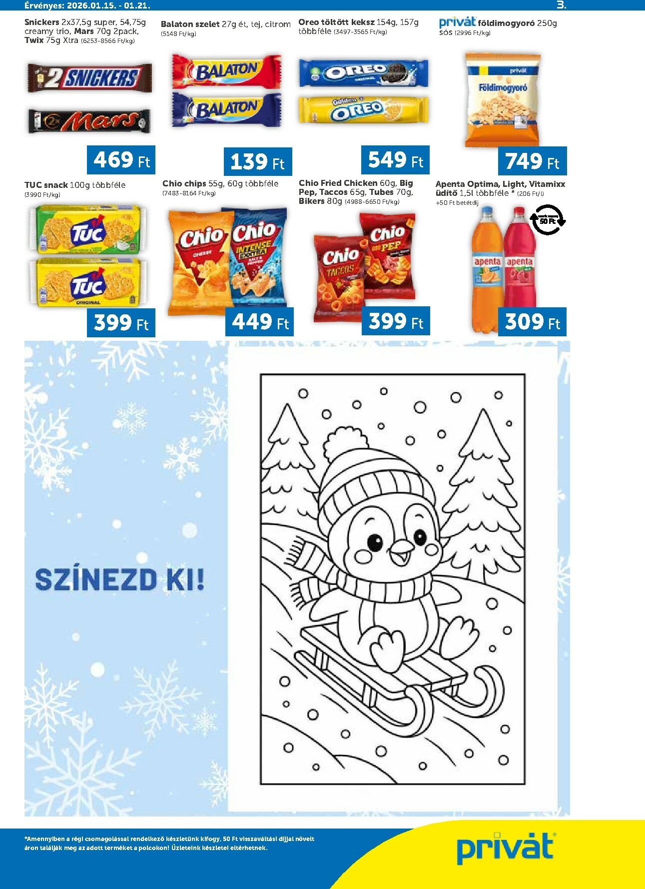 privat-elelmiszer - Privát - Bács-Kiskun, Békés, Csongrád-Csanád, Tolna, Baranya, Somogy vármegye akciós újság, érvényes 01.15. - 01.21. - page: 3
