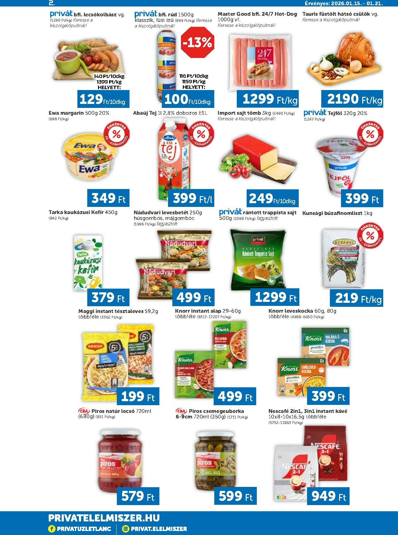 privat-elelmiszer - Privát - Bács-Kiskun, Békés, Csongrád-Csanád, Tolna, Baranya, Somogy vármegye akciós újság, érvényes 01.15. - 01.21. - page: 2