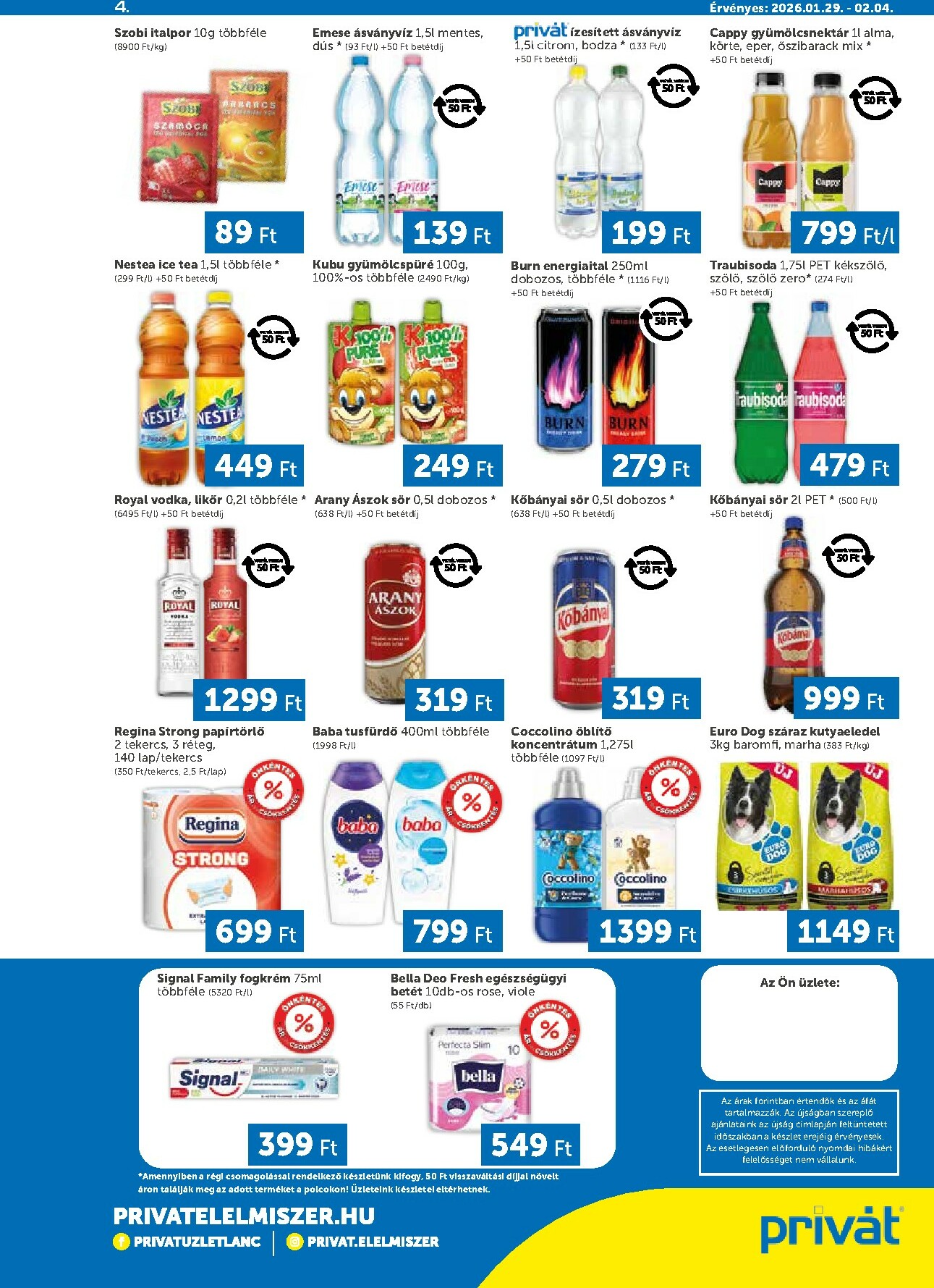 privat-elelmiszer - Privát Élelmiszer - Bács-Kiskun, Békés, Csongrád-Csanád, Tolna, Baranya, Somogy vármegye akciós újság, érvényes 01.29. - 02.04. - page: 4