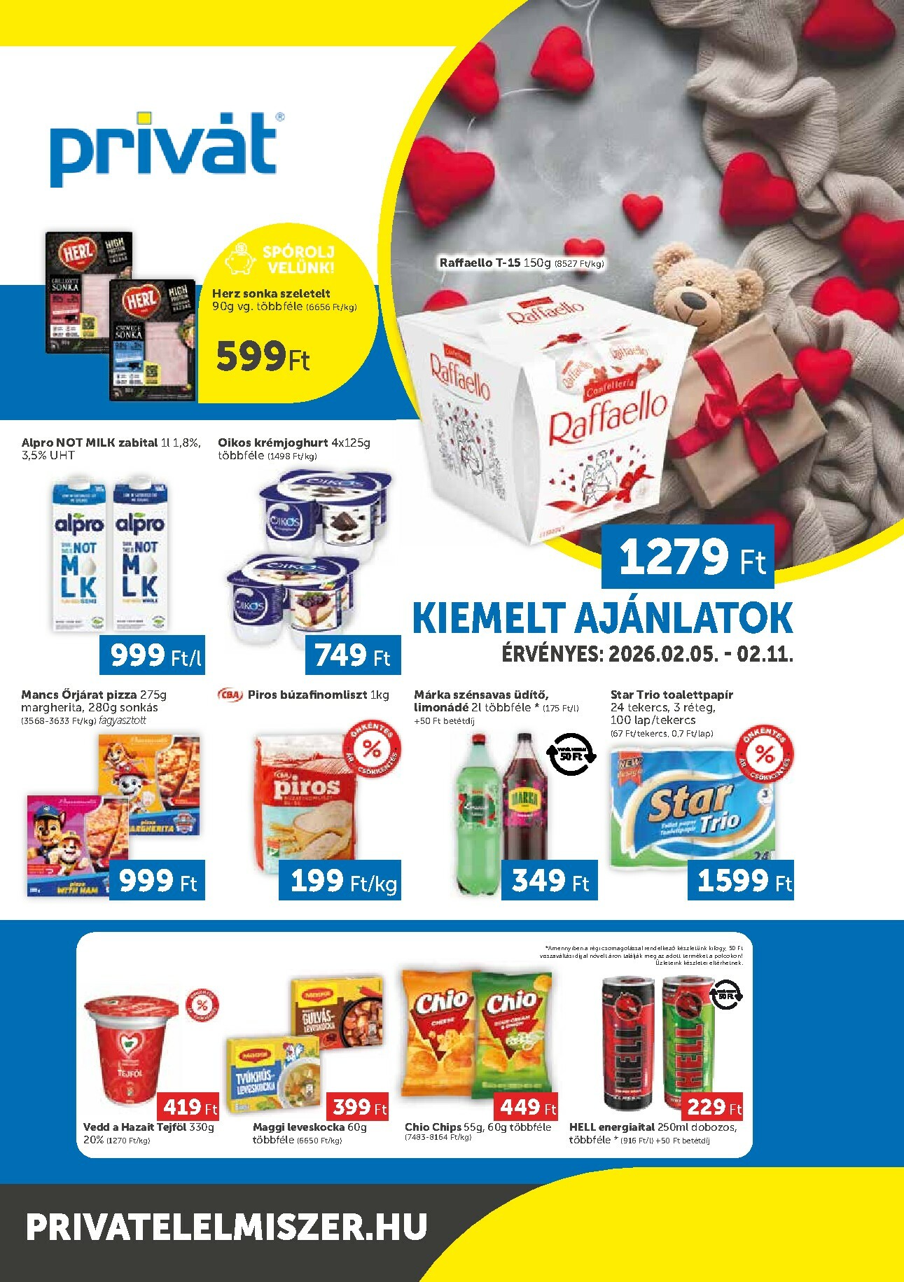 privat-elelmiszer - Privát - Bács-Kiskun, Békés, Csongrád-Csanád, Tolna, Baranya, Somogy vármegye akciós újság, érvényes 2026.02.05. - 2026.02.11. - page: 1