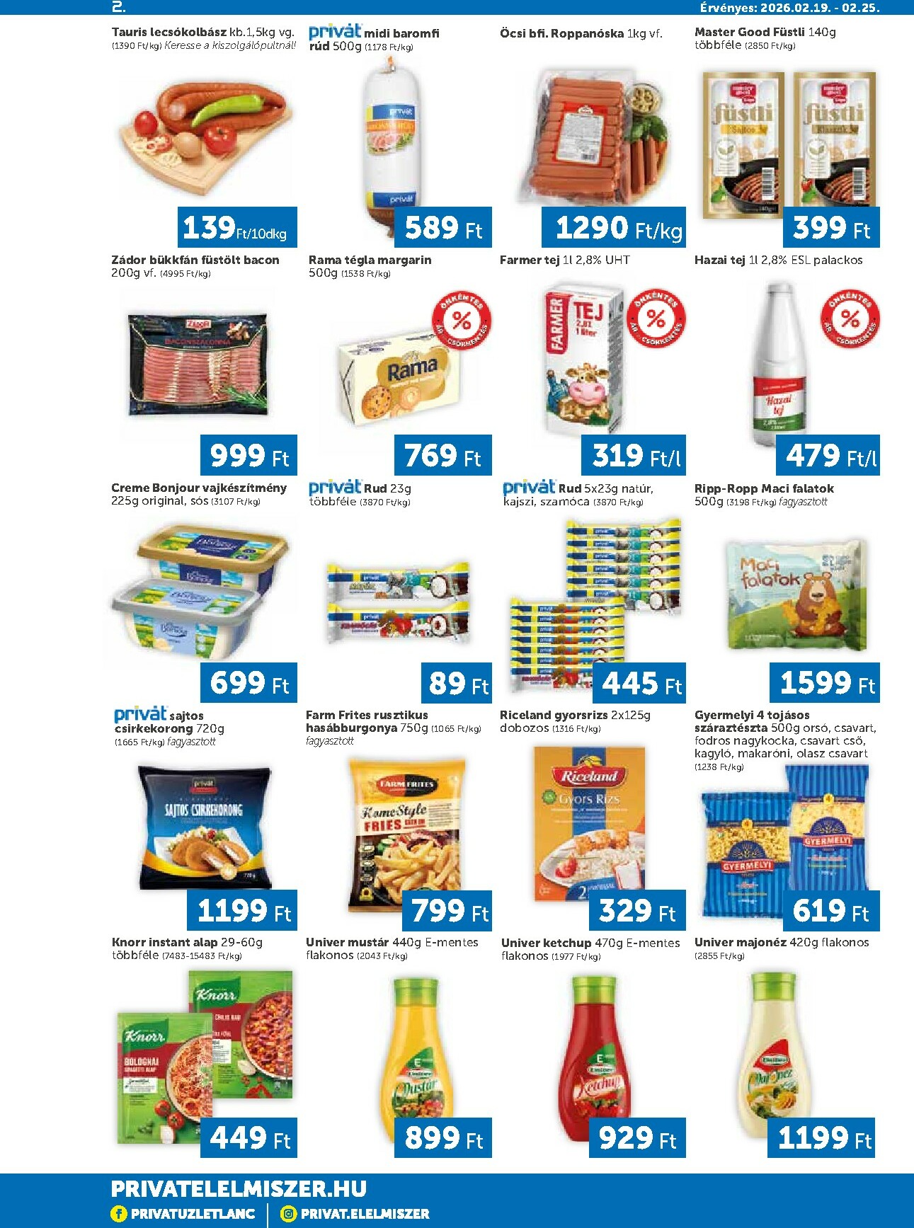privat-elelmiszer - Privát - Bács-Kiskun, Békés, Csongrád-Csanád, Tolna, Baranya, Somogy vármegye akciós újság, érvényes 2026.02.19. - 2026.02.25. - page: 2