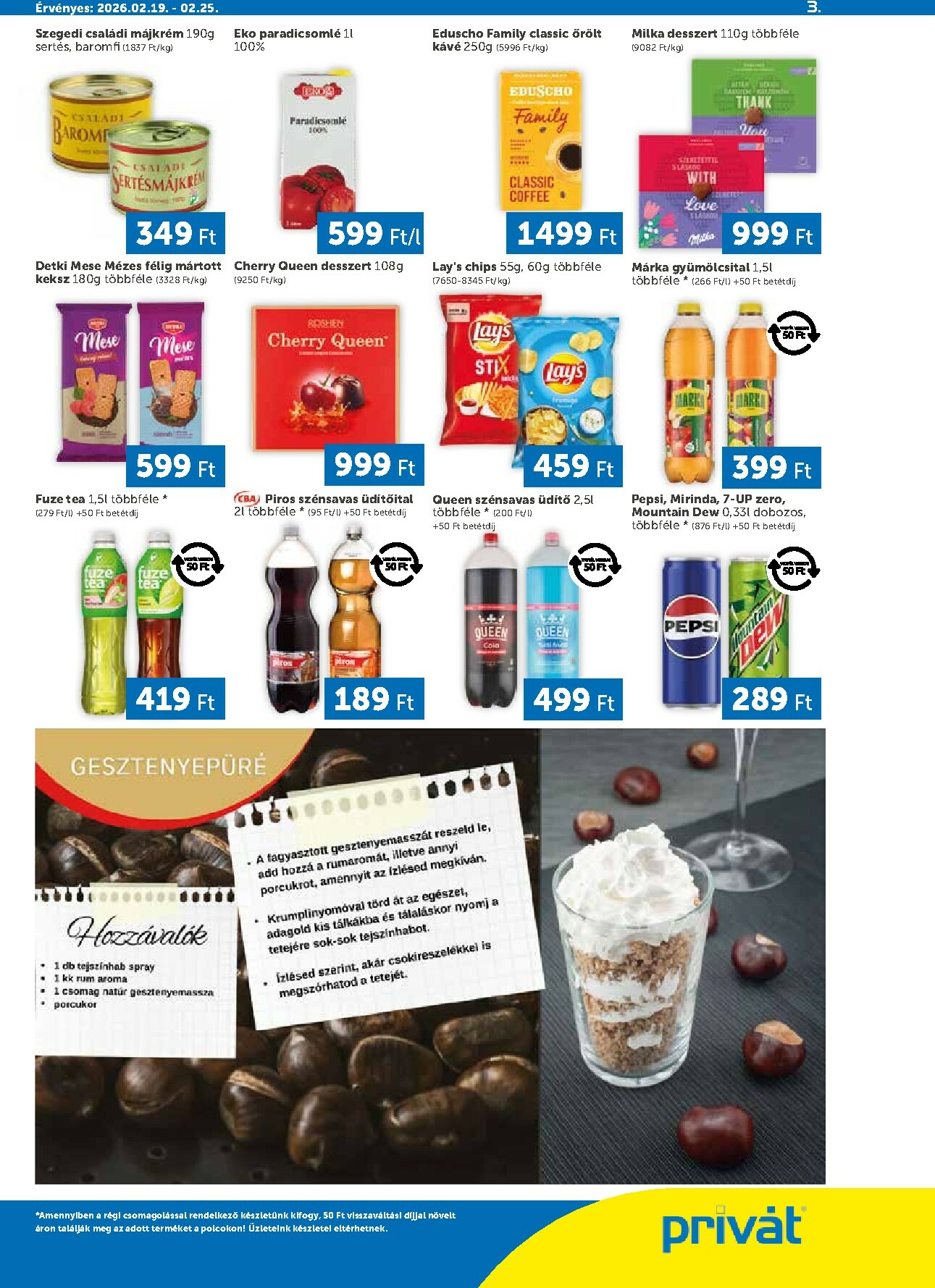 privat-elelmiszer - Privát - Bács-Kiskun, Békés, Csongrád-Csanád, Tolna, Baranya, Somogy vármegye akciós újság, érvényes 2026.02.19. - 2026.02.25. - page: 3