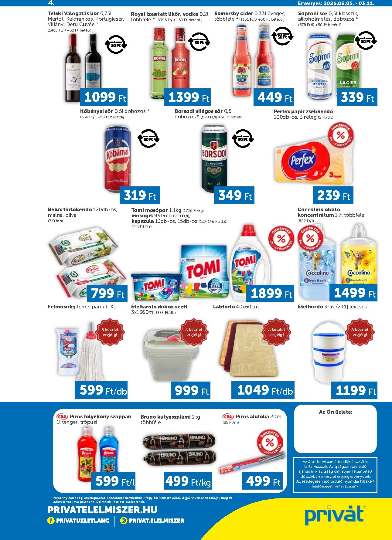 privat-elelmiszer - Privát - Bács-Kiskun, Békés, Csongrád-Csanád, Tolna, Baranya, Somogy vármegye akciós újság, érvényes 2026.03.05. - 2026.03.11. - page: 4