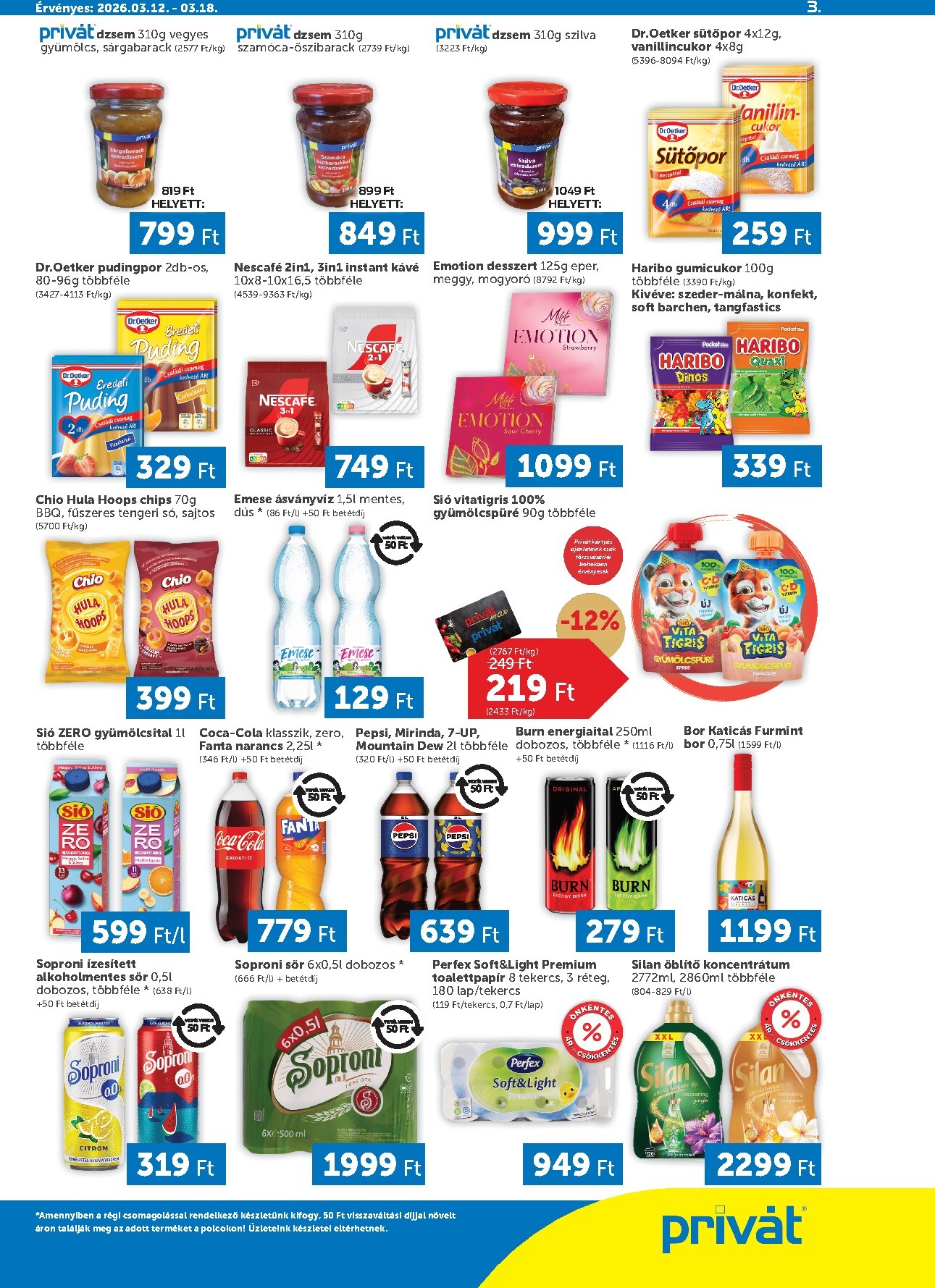 privat-elelmiszer - Privát - Bács-Kiskun, Békés, Csongrád-Csanád, Tolna, Baranya, Somogy vármegye akciós újság, érvényes 2026.03.12. - 2026.03.18. - page: 3