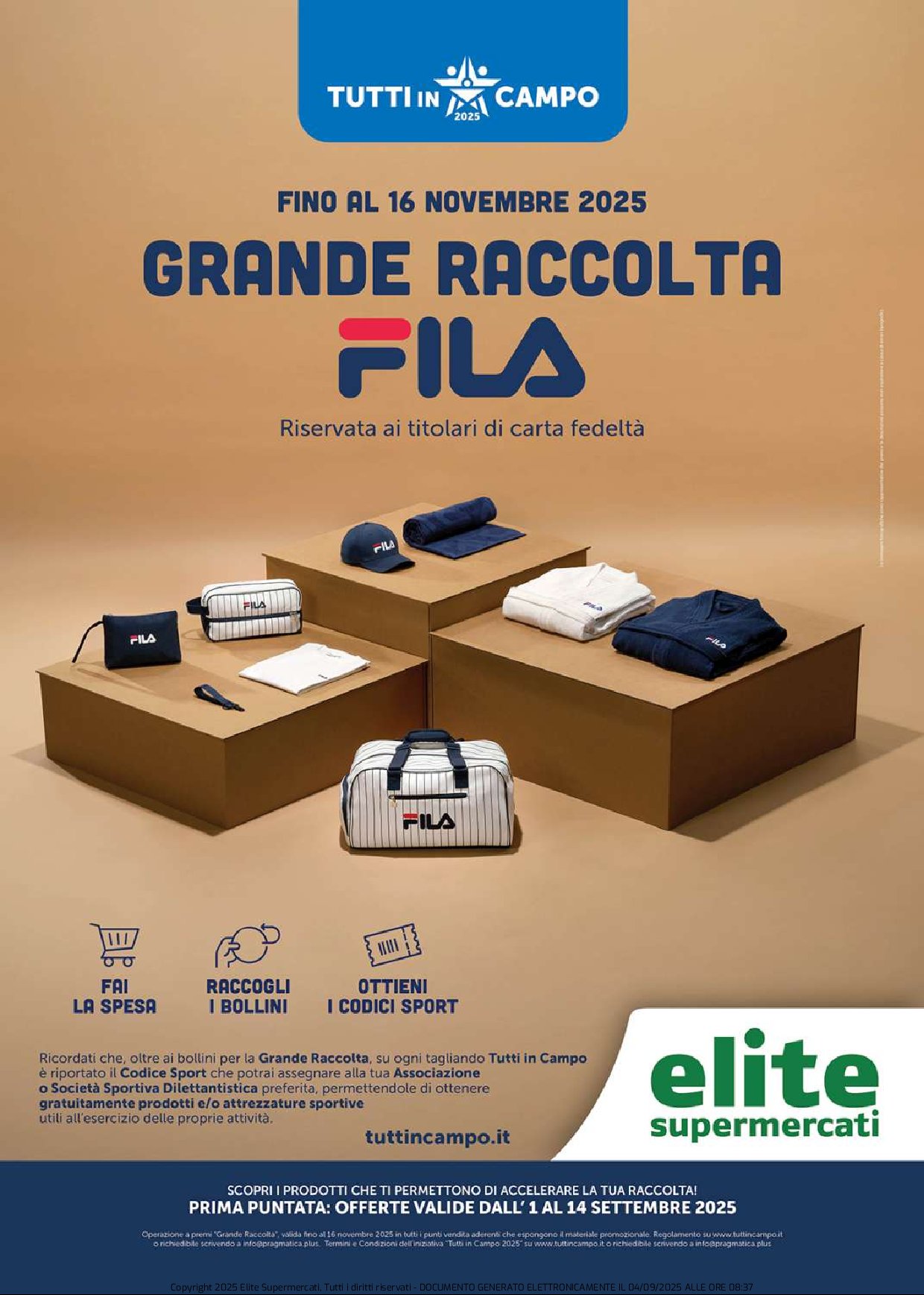elite - Volantino Elite - Grande Raccolta Fila valido dal 01/09 al 14/09