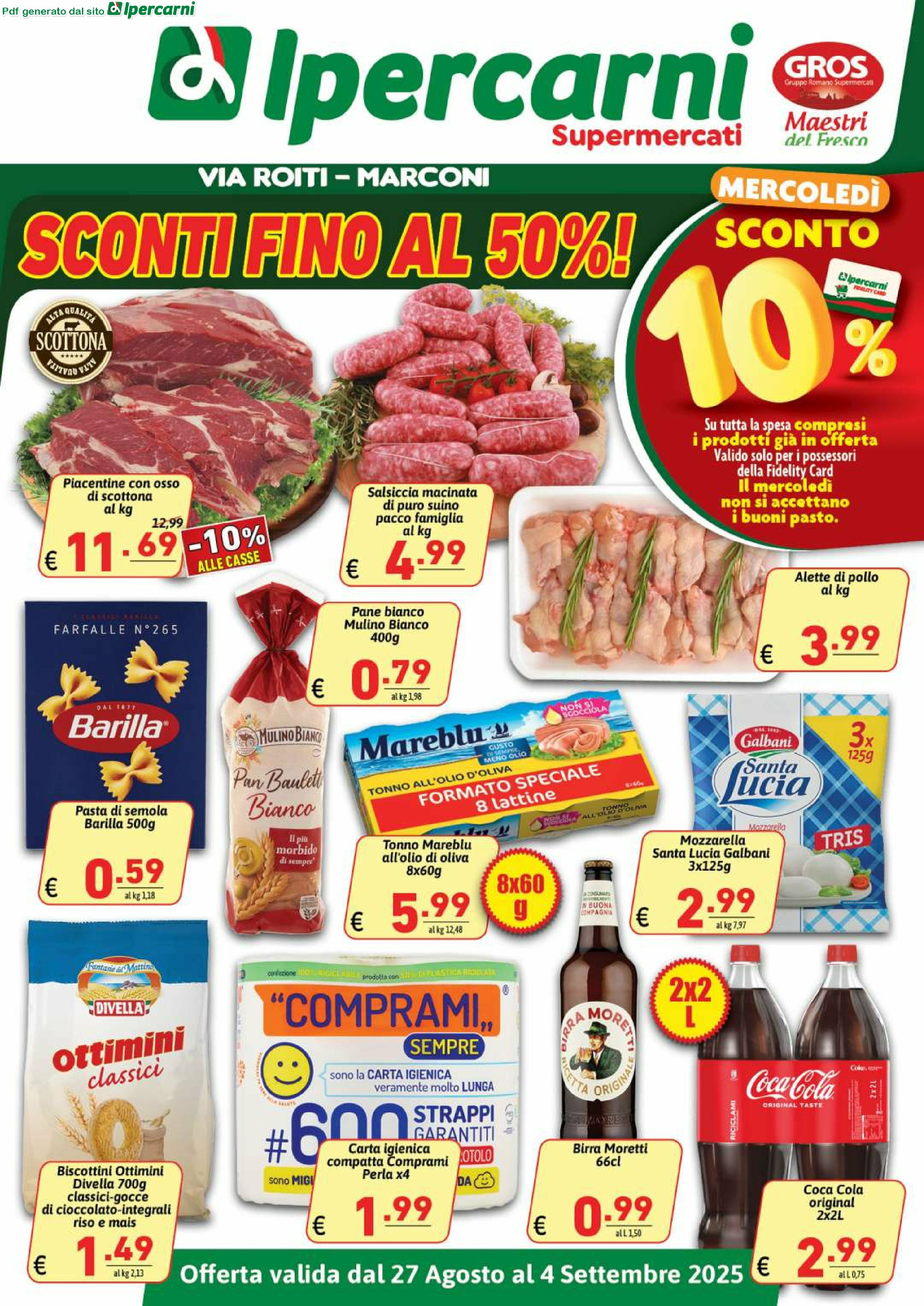 ipercarni - Volantino Ipercarni - Via Roiti, Marconi valido dal 27/08 al 04/09