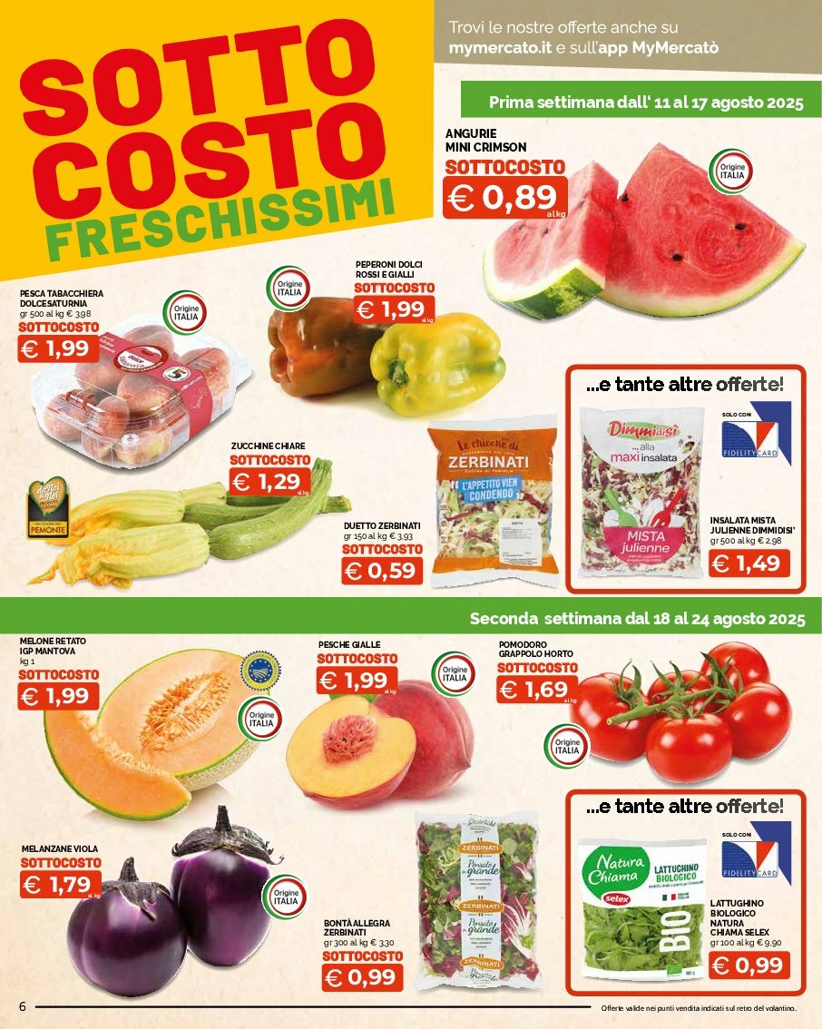 mercato-big - Volantino Mercatò Big - Sottocosto Freschissimi valido dal 11/08 al 24/08 - page: 6