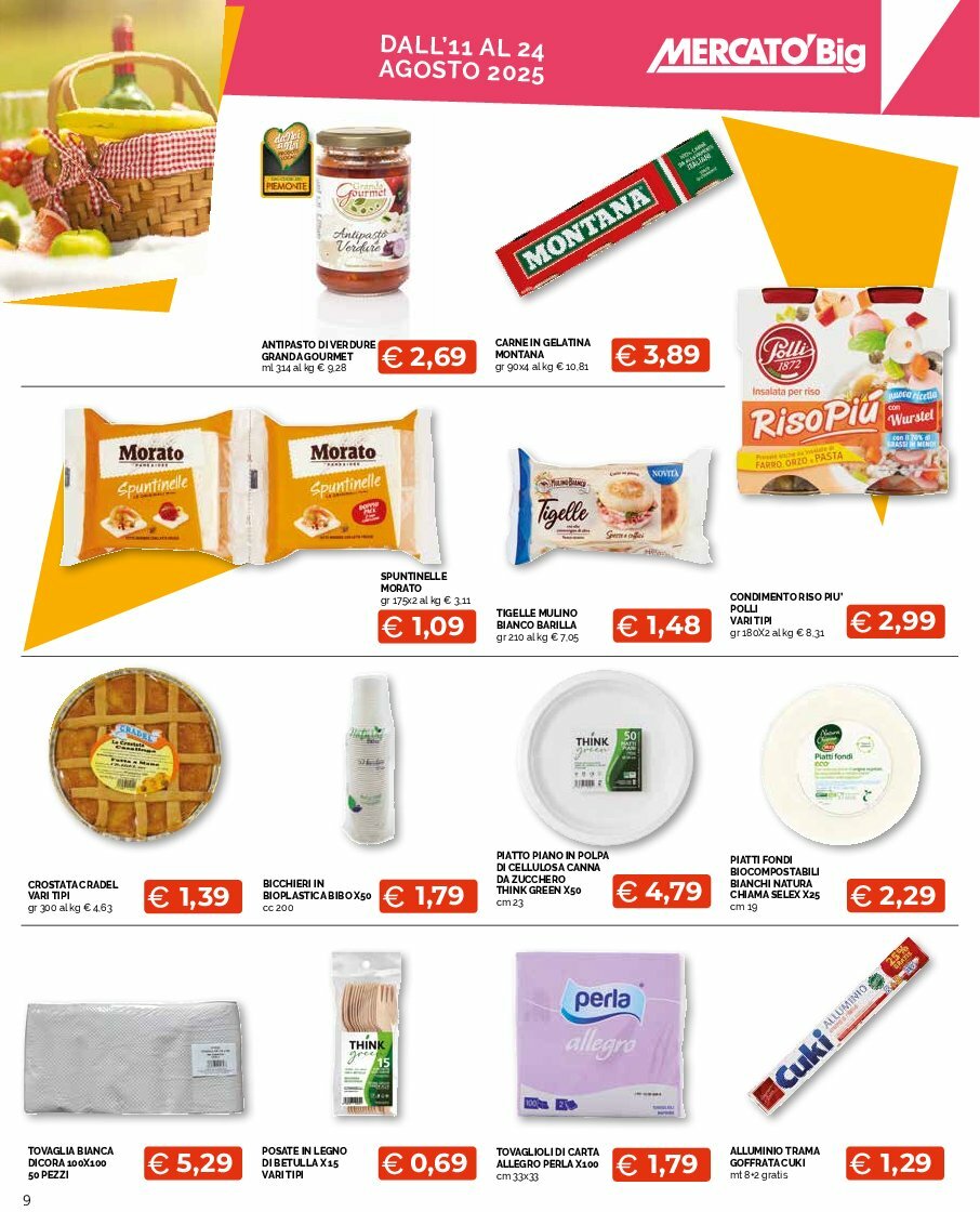 mercato-big - Volantino Mercatò Big - Sottocosto Freschissimi valido dal 11/08 al 24/08 - page: 9