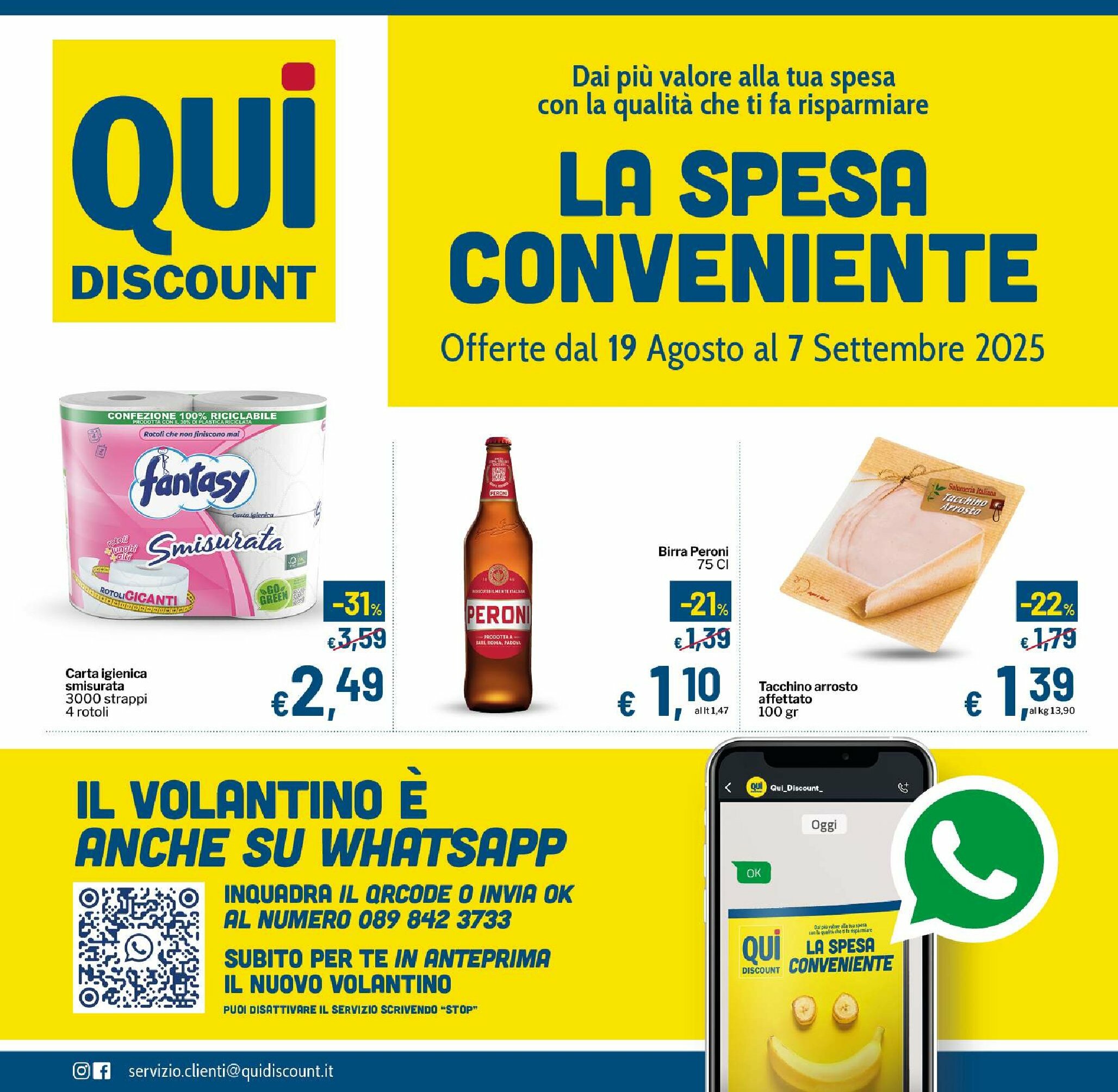 qui-discount - Volantino Qui discount valido dal 19/08 al 07/09 - page: 1