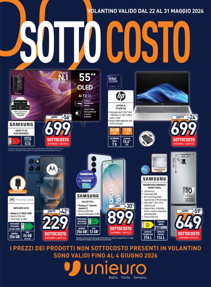 unieuro - Volantino attuale di Unieuro valido dal venerdì 22/05/2026 al domenica 31/05/2026