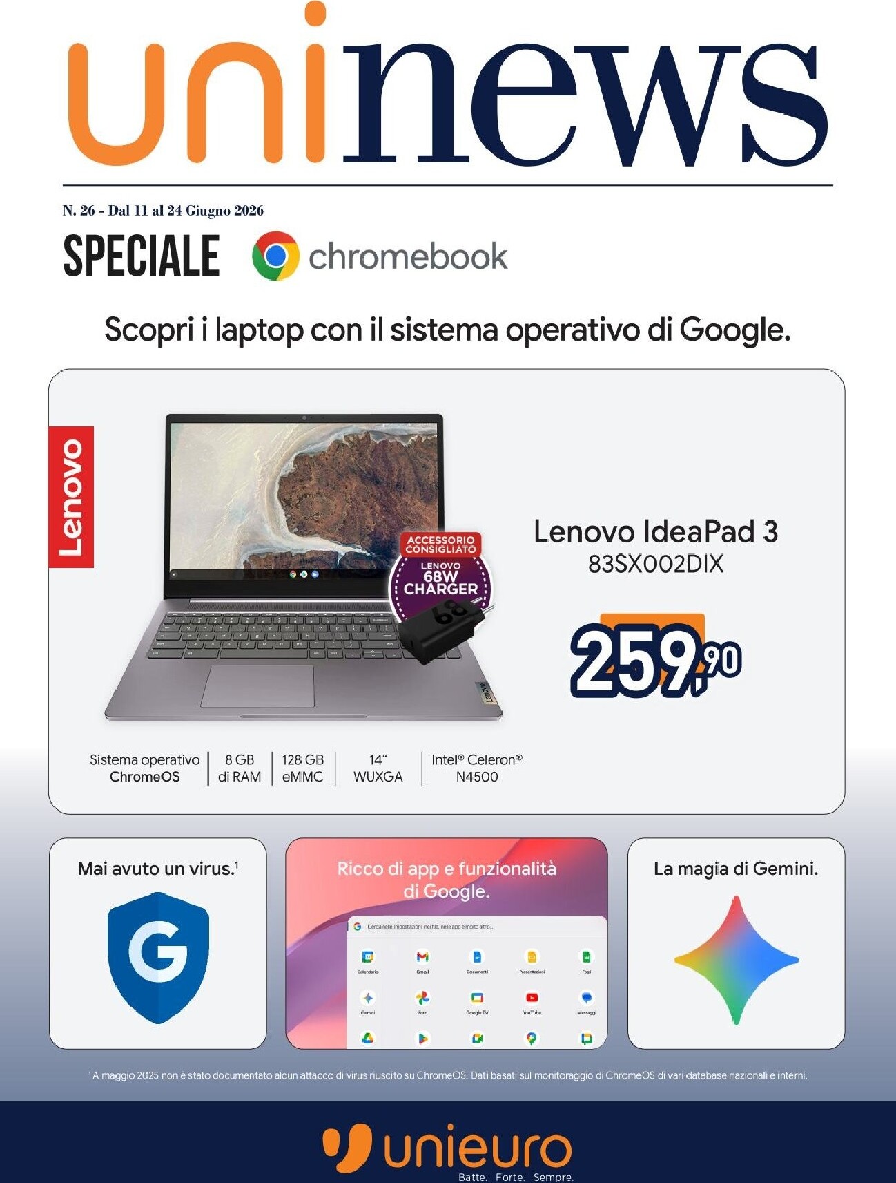 unieuro - Volantino attuale di Unieuro - Speciale Chromebook valido dal giovedì 11/06/2026 al mercoledì 24/06/2026