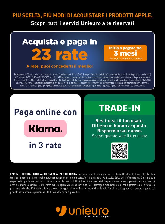 unieuro - Volantino attuale di Unieuro - Speciale Apple valido dal giovedì 18/06/2026 al mercoledì 24/06/2026 - page: 15