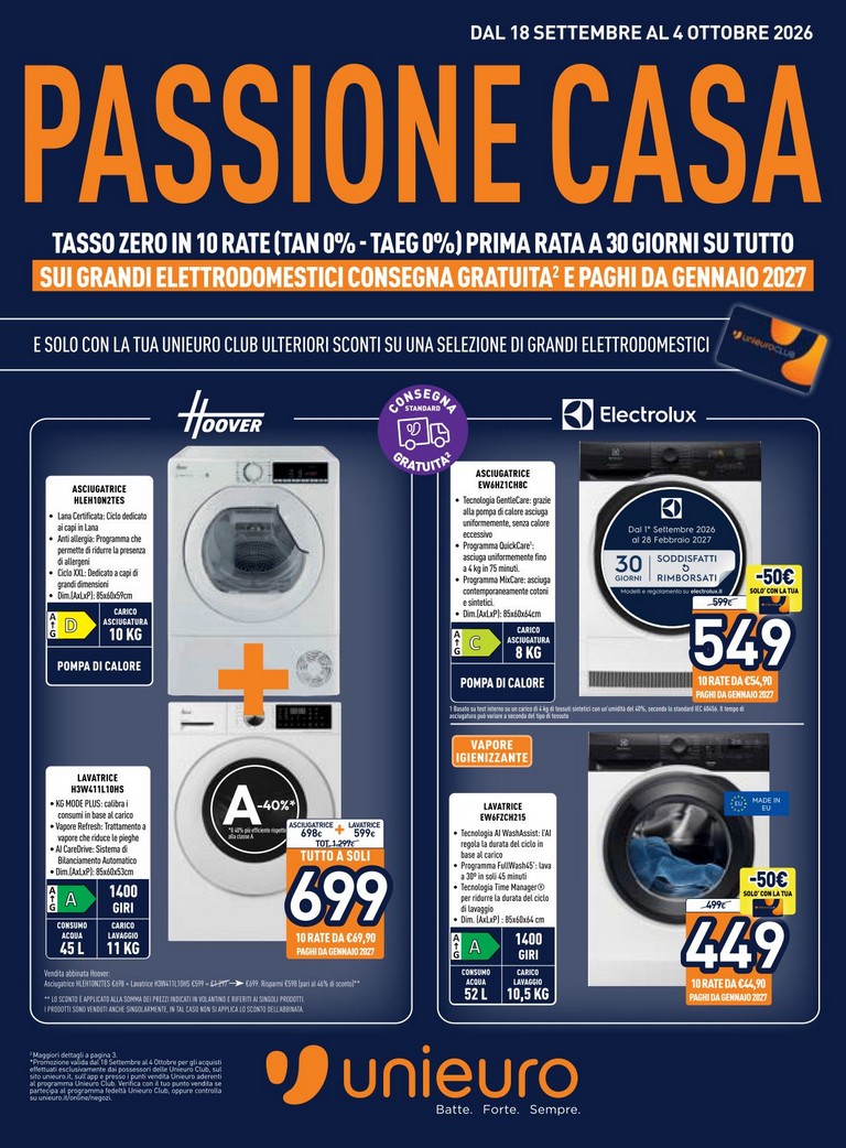 unieuro - Volantino attuale di Unieuro valido dal venerdì 18/09/2026 al domenica 04/10/2026 - page: 1