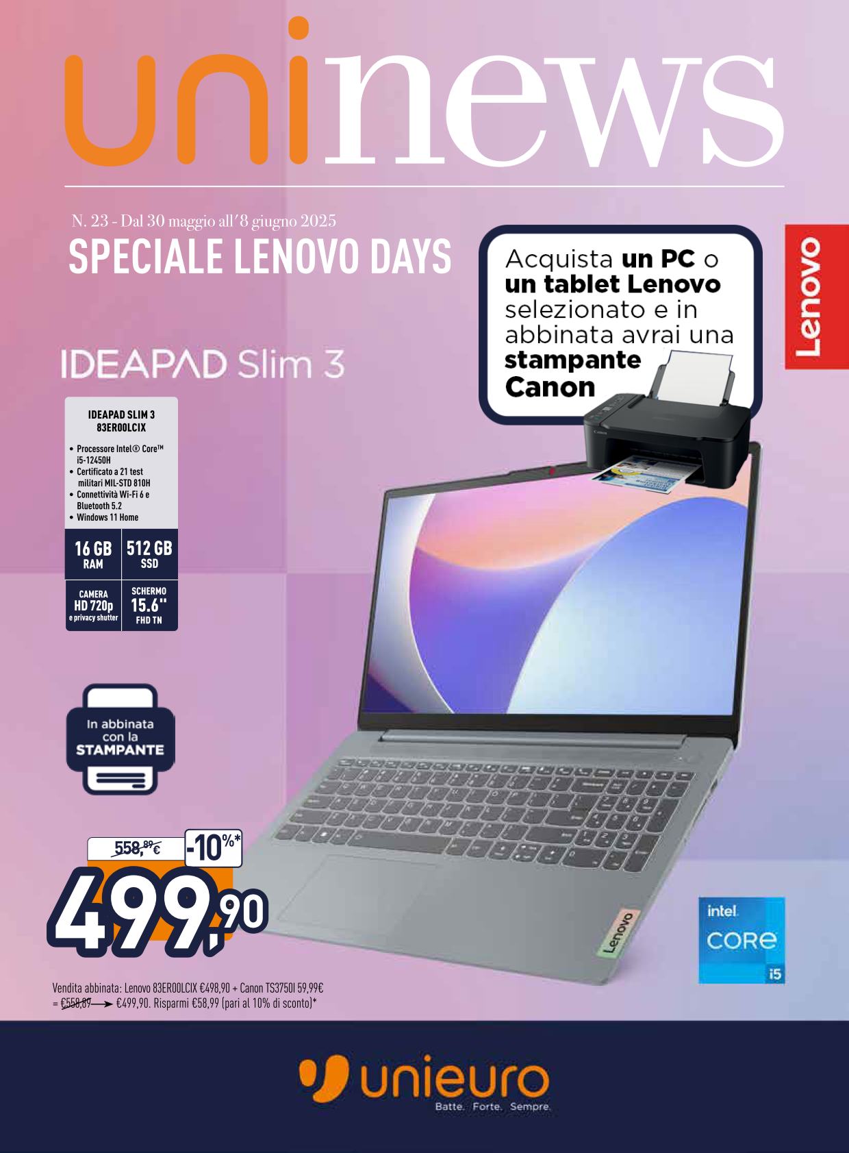 unieuro - Volantino Unieuro - Speciale Lenovo valido dal 30/05 al 08/06