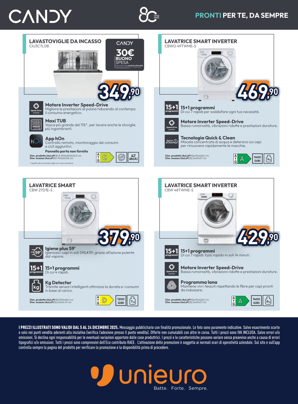 unieuro - Volantino Unieuro - Speciale Candy Hoover valido dal 05/12 al 24/12 - page: 8