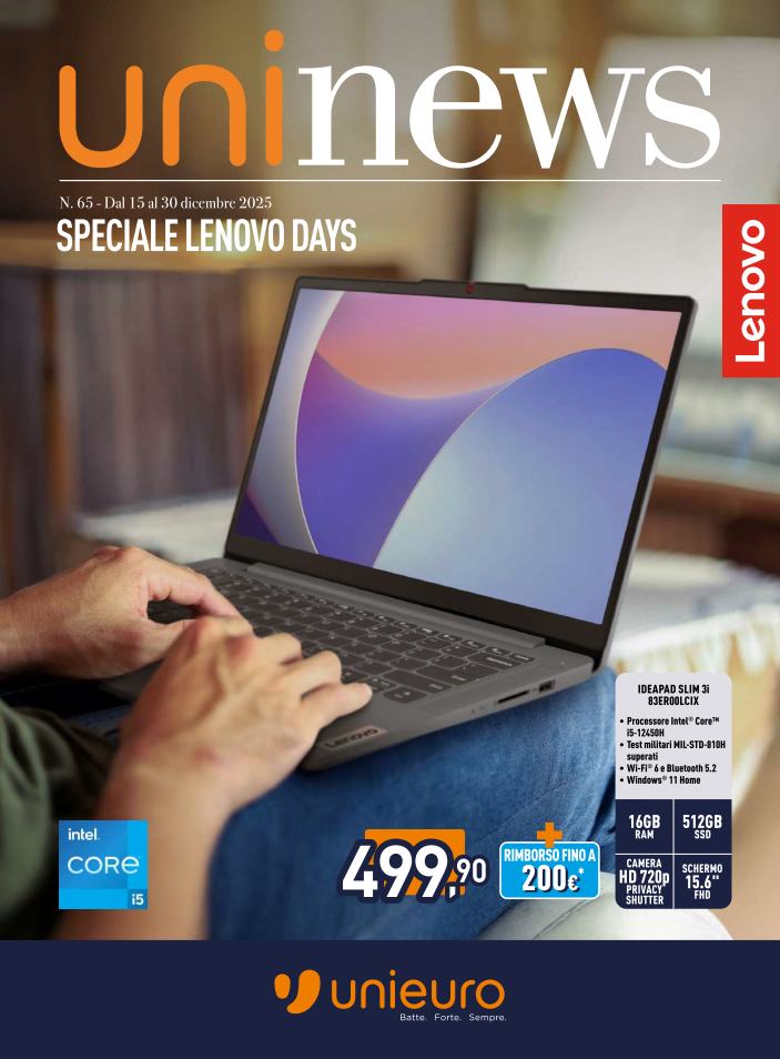 unieuro - Volantino Unieuro - Speciale Lenovo valido dal 15/12 al 30/12