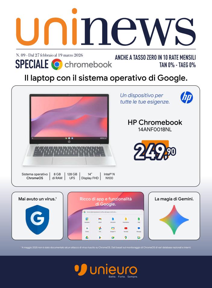 unieuro - Volantino Unieuro - Speciale Chromebook valido dal 27/02/2026 al 19/03/2026