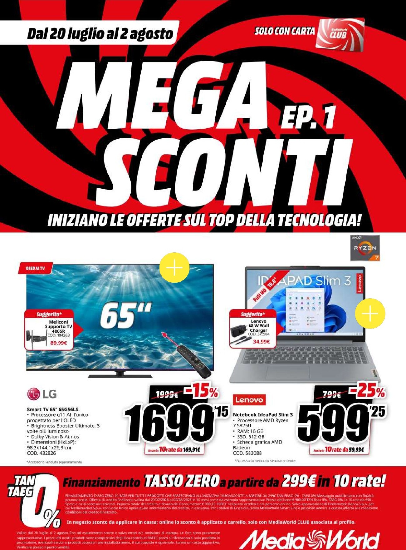 mediaworld - Volantino attuale di Mediaworld - Mega Sconti valido dal lunedì 20/07/2026 al domenica 02/08/2026