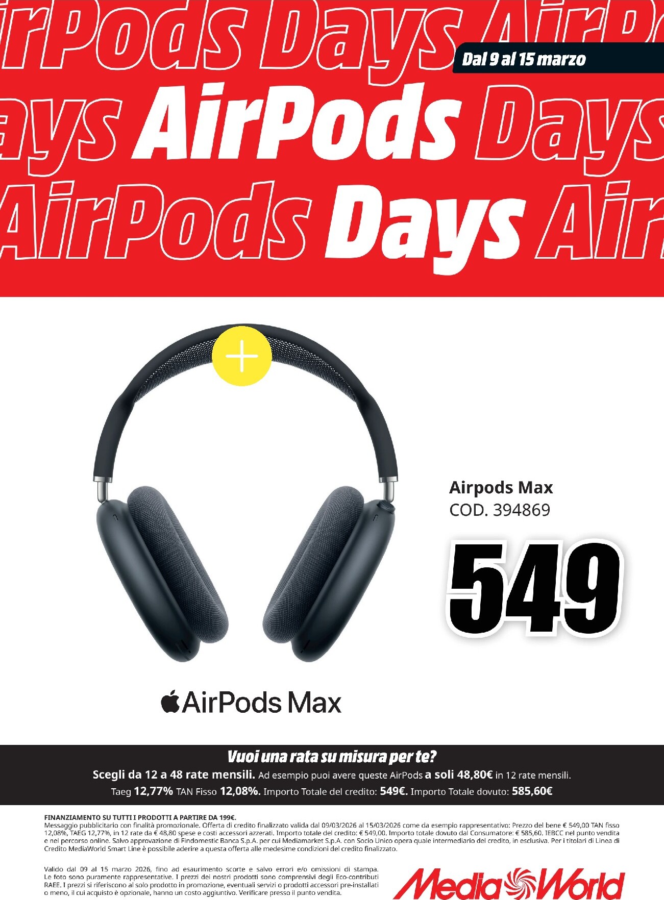 mediaworld - Volantino Mediaworld - AirPods Days valido dal 09/03/2026 al 15/03/2026 - page: 1