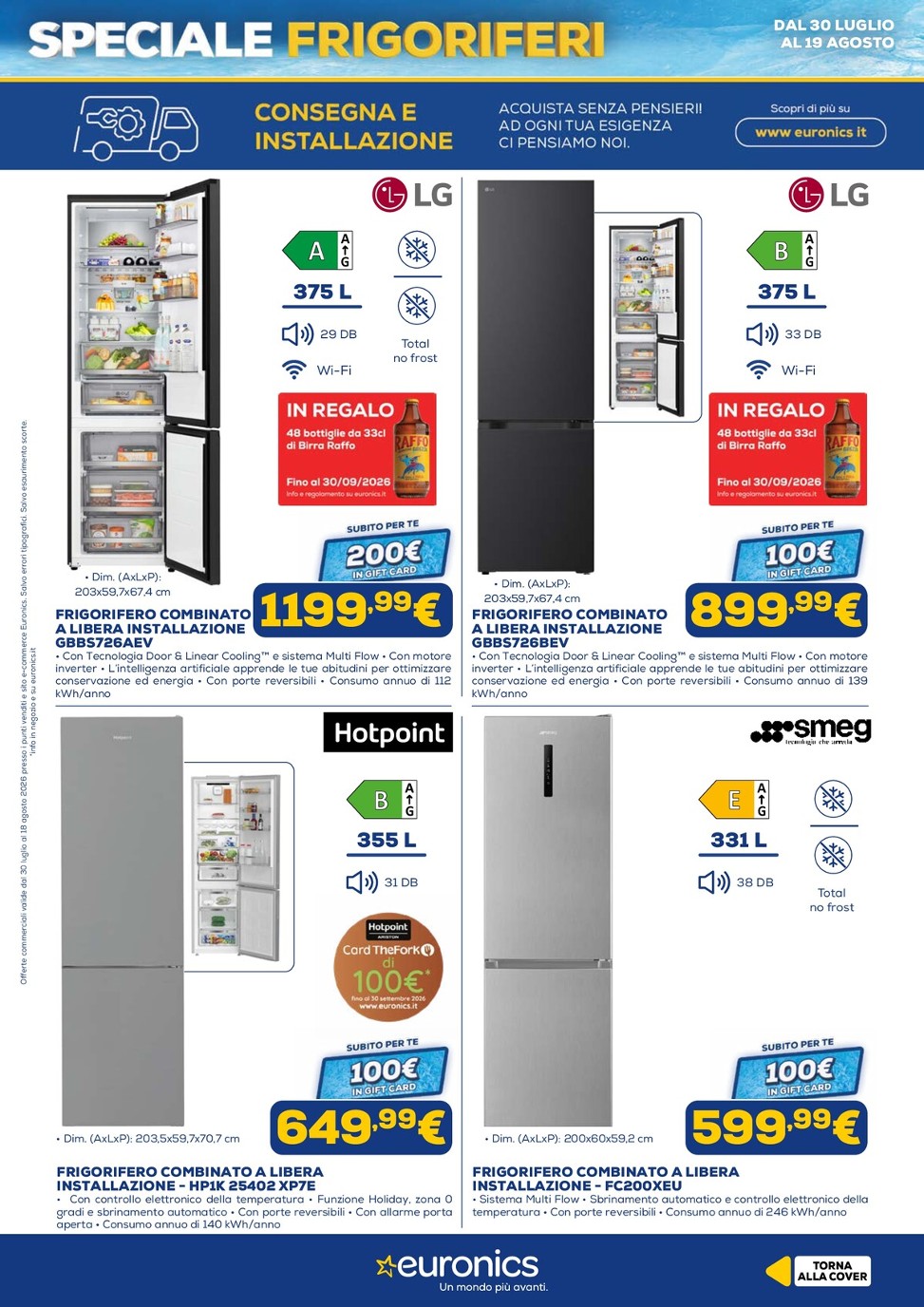 euronics - Volantino attuale di Euronics - Speciale Frigoriferi valido dal giovedì 30/07/2026 al mercoledì 19/08/2026 - page: 6