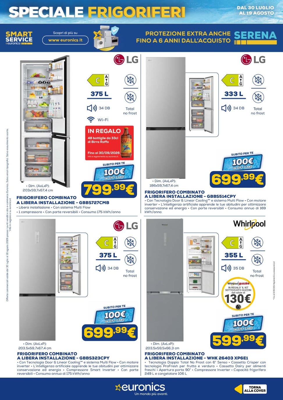 euronics - Volantino attuale di Euronics - Speciale Frigoriferi valido dal giovedì 30/07/2026 al mercoledì 19/08/2026 - page: 7