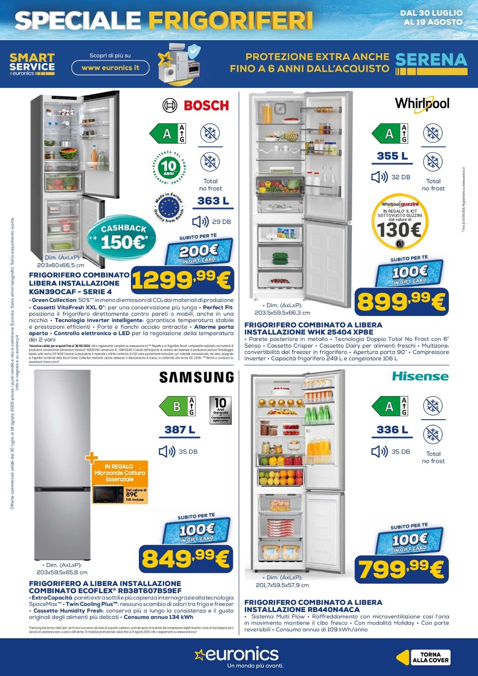 euronics - Volantino attuale di Euronics - Speciale Frigoriferi valido dal giovedì 30/07/2026 al mercoledì 19/08/2026 - page: 5