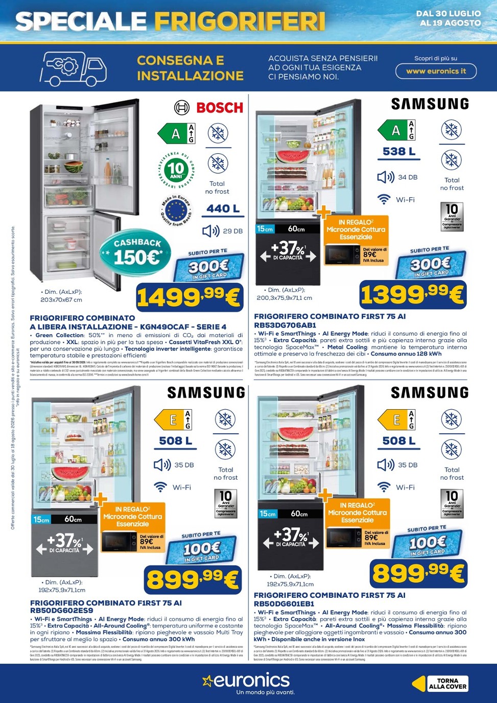 euronics - Volantino attuale di Euronics - Speciale Frigoriferi valido dal giovedì 30/07/2026 al mercoledì 19/08/2026 - page: 8