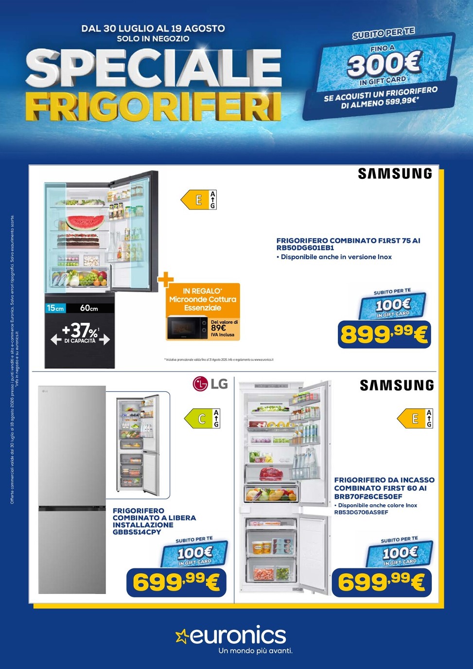 euronics - Volantino attuale di Euronics - Speciale Frigoriferi valido dal giovedì 30/07/2026 al mercoledì 19/08/2026