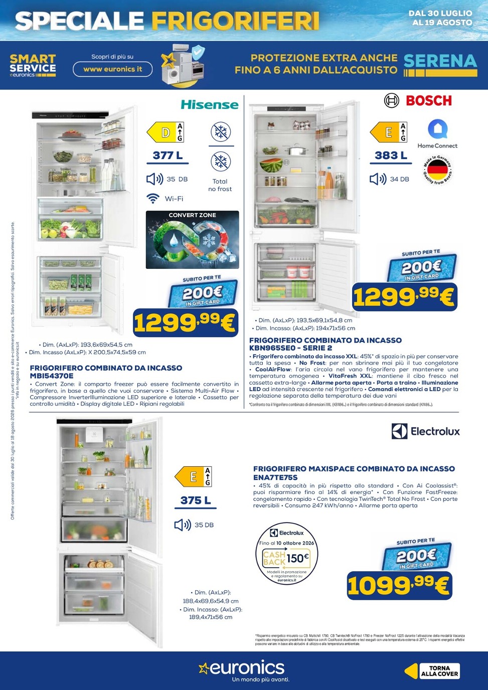 euronics - Volantino attuale di Euronics - Speciale Frigoriferi valido dal giovedì 30/07/2026 al mercoledì 19/08/2026 - page: 15