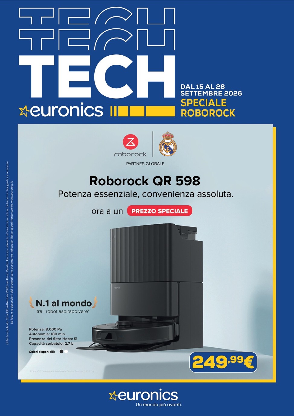 euronics - Volantino attuale di Euronics - Speciale Roborock valido dal martedì 15/09/2026 al lunedì 28/09/2026