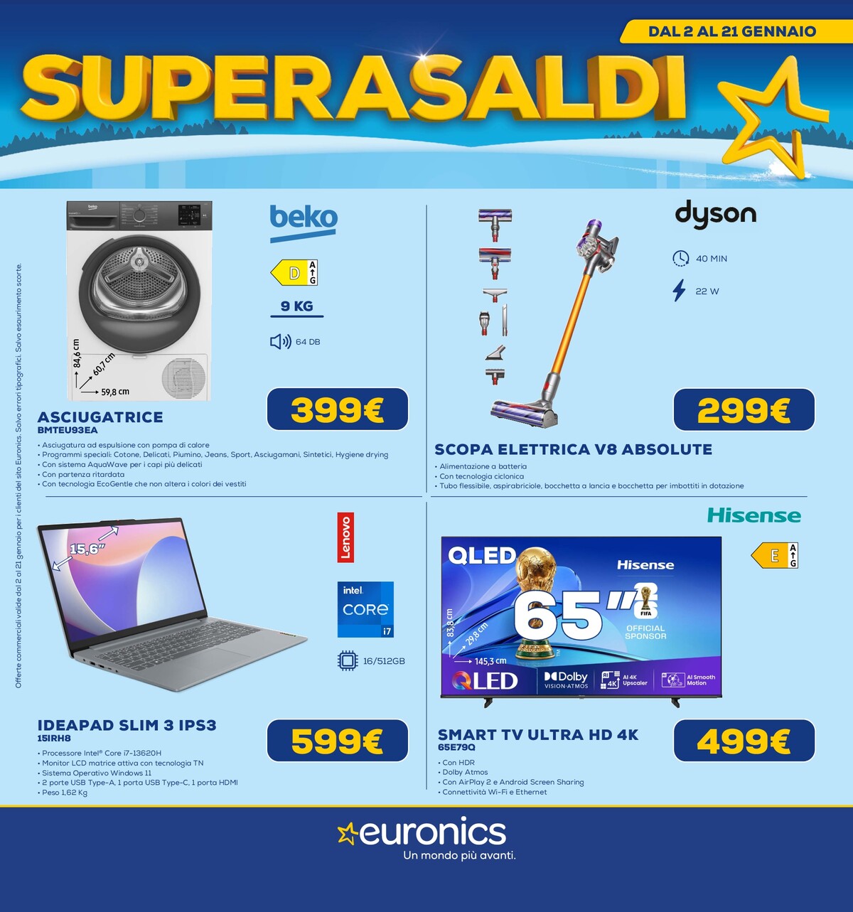 euronics - Volantino Euronics - Superasaldi valido dal 02/01 al 21/01