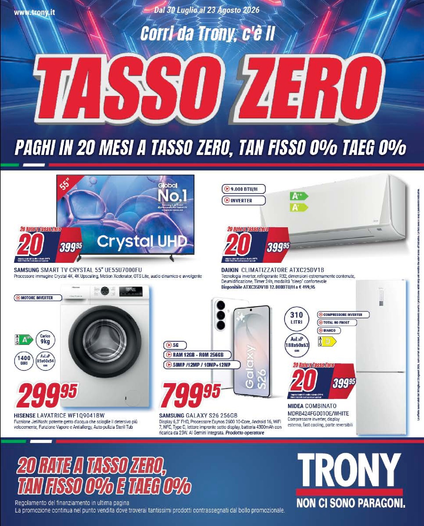 trony - Volantino attuale di Trony valido dal giovedì 30/07/2026 al domenica 23/08/2026