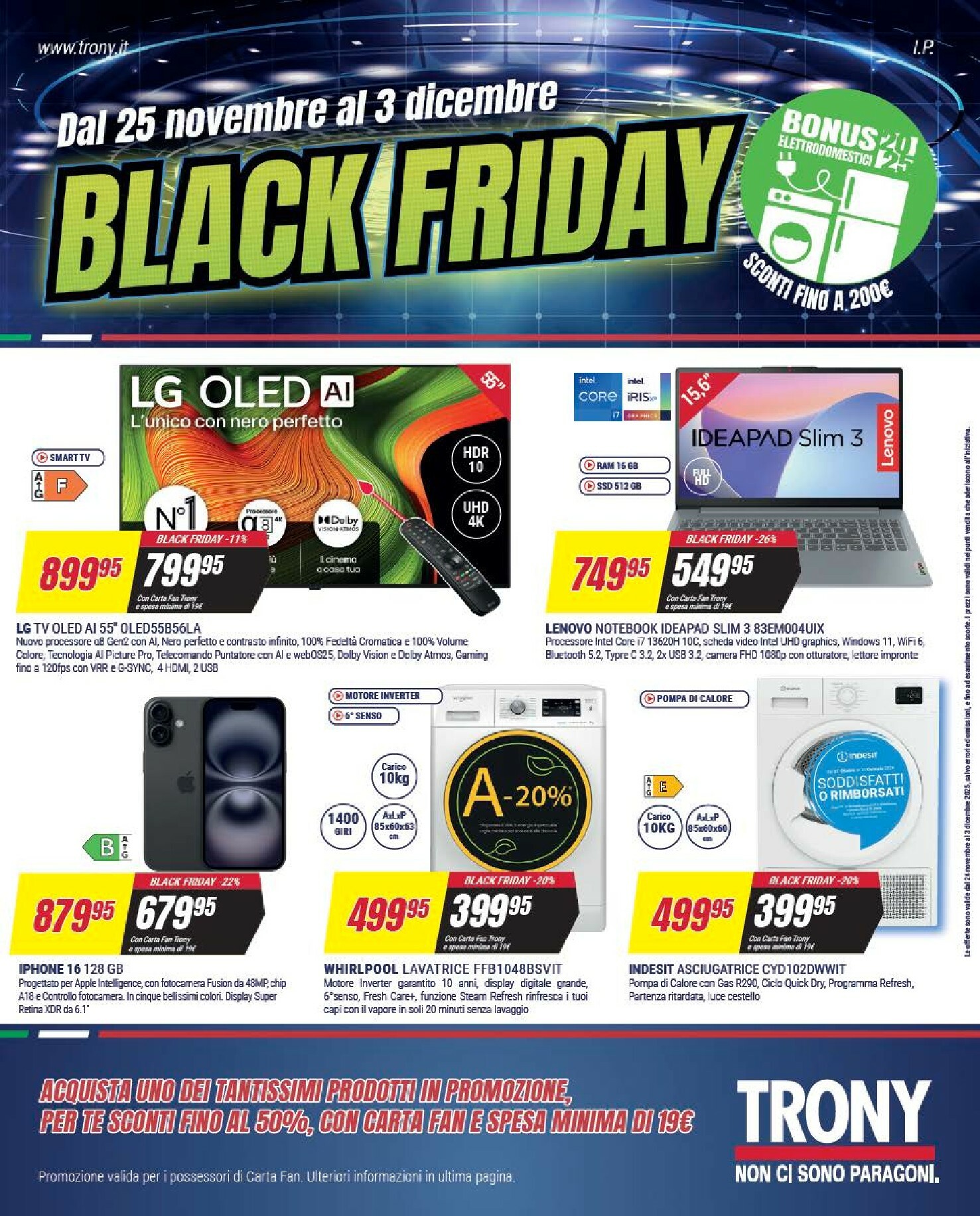 trony - Volantino Trony - Black Friday valido dal 25/11 al 03/12