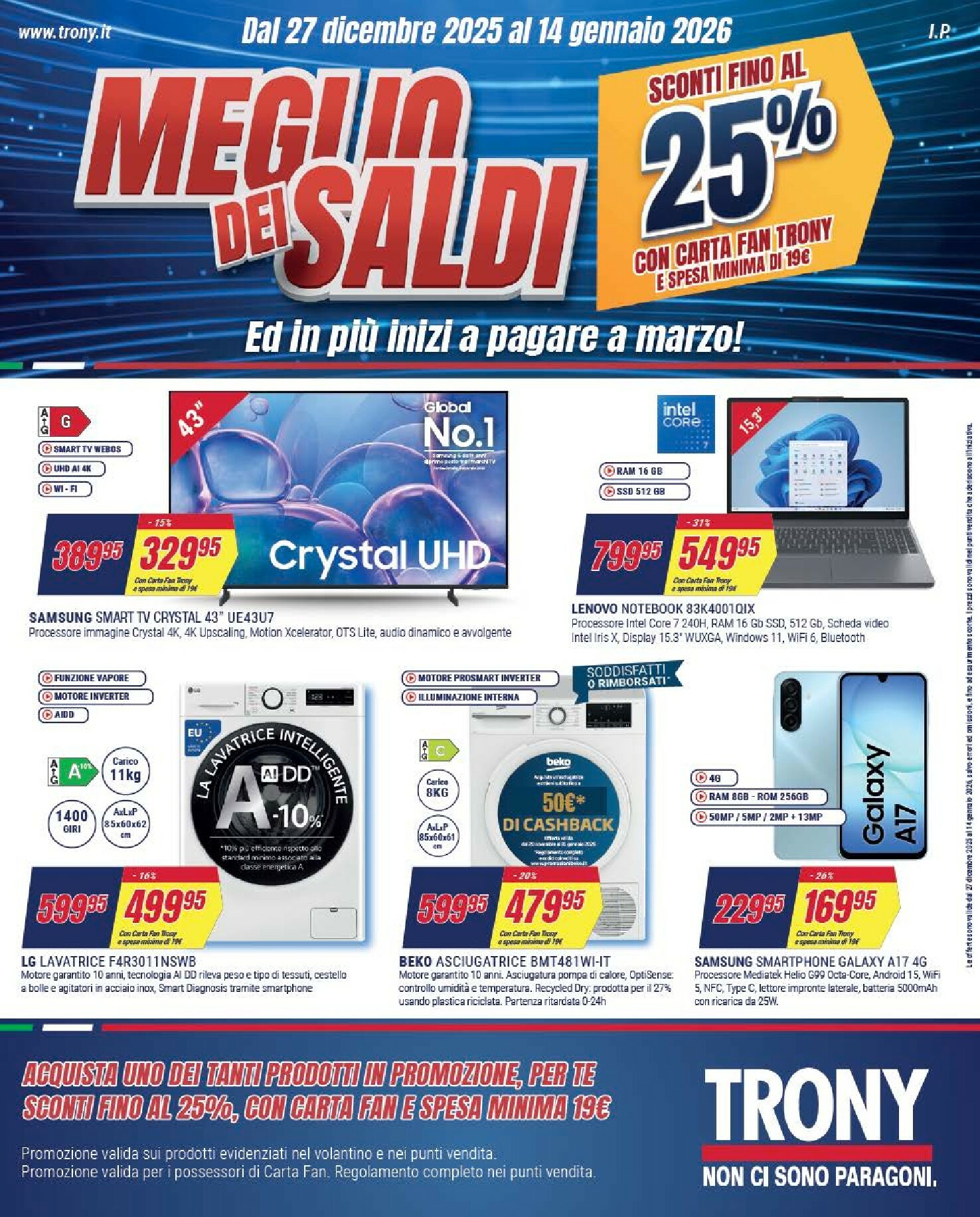 trony - Volantino Trony valido dal 27/12 al 14/01