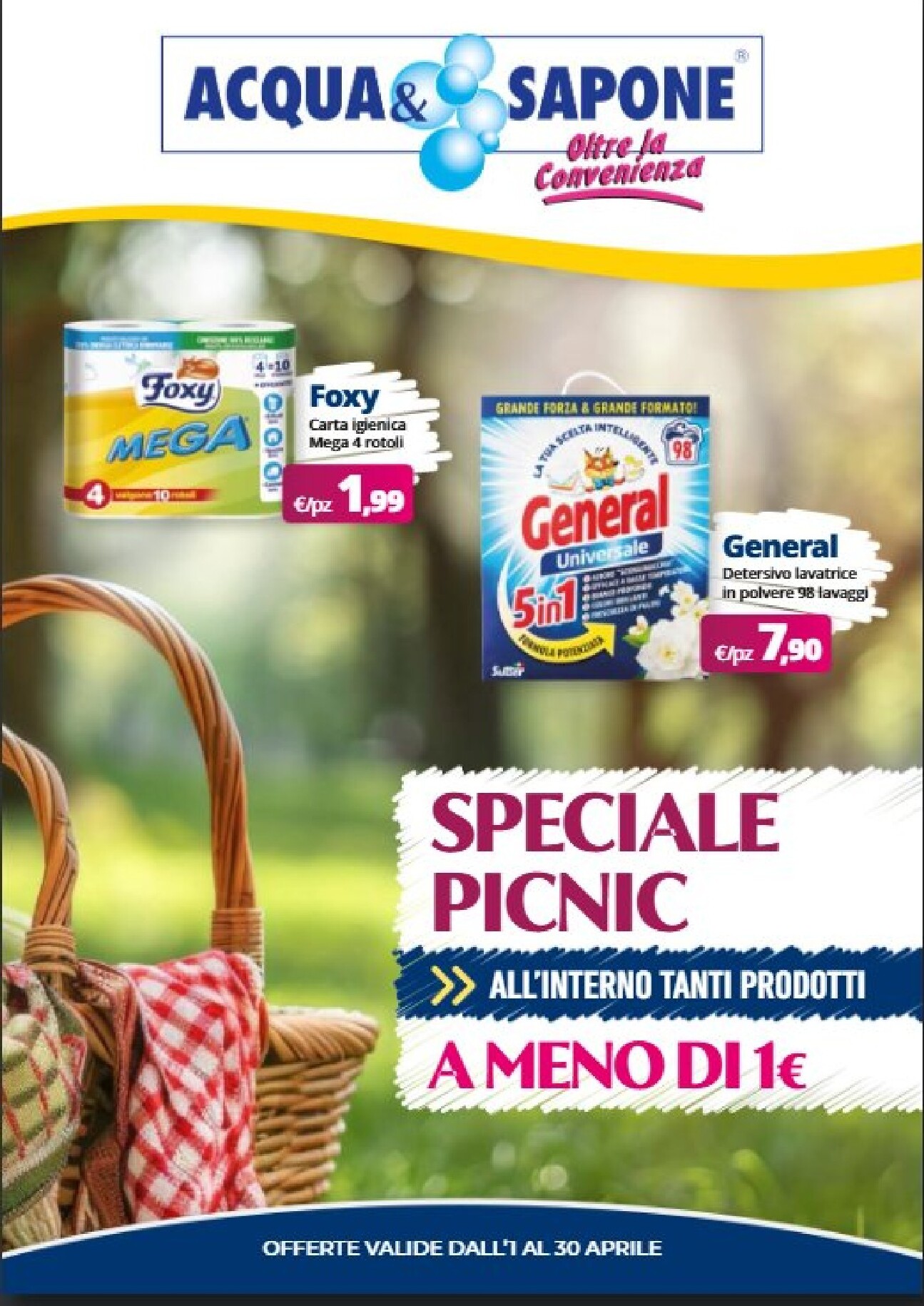 acqua-e-sapone - Volantino attuale di Acqua e Sapone - Speciale picnic valido dal mercoledì 01/04/2026 al giovedì 30/04/2026