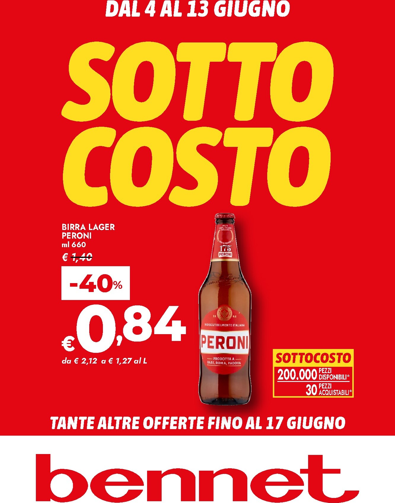 bennet - Volantino attuale di Bennet - Sottocosto valido dal giovedì 04/06/2026 al mercoledì 17/06/2026