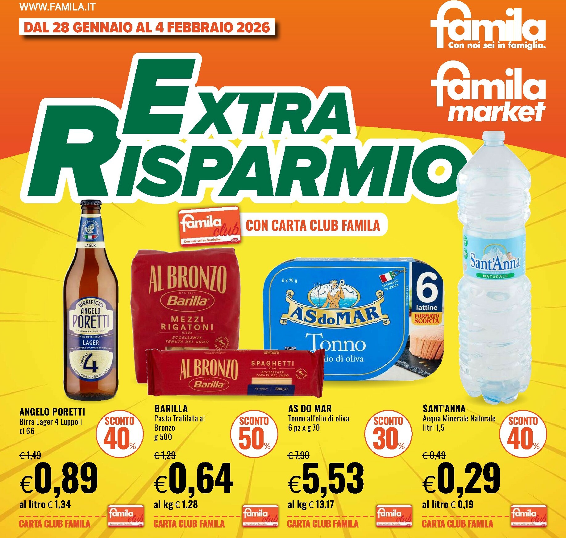 famila - Volantino Famila - Extra Risparmio valido dal 28/01 al 04/02