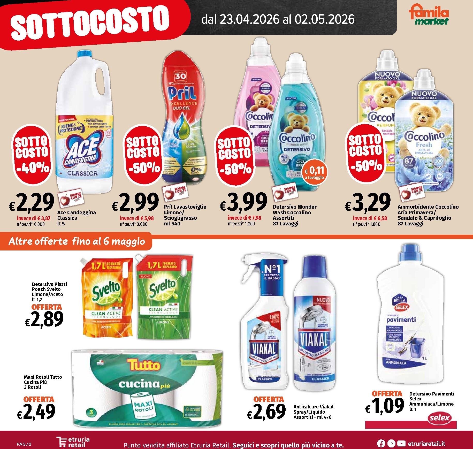 famila - Volantino attuale di Famila market - Sottocosto valido dal giovedì 23/04/2026 al mercoledì 06/05/2026 - page: 12