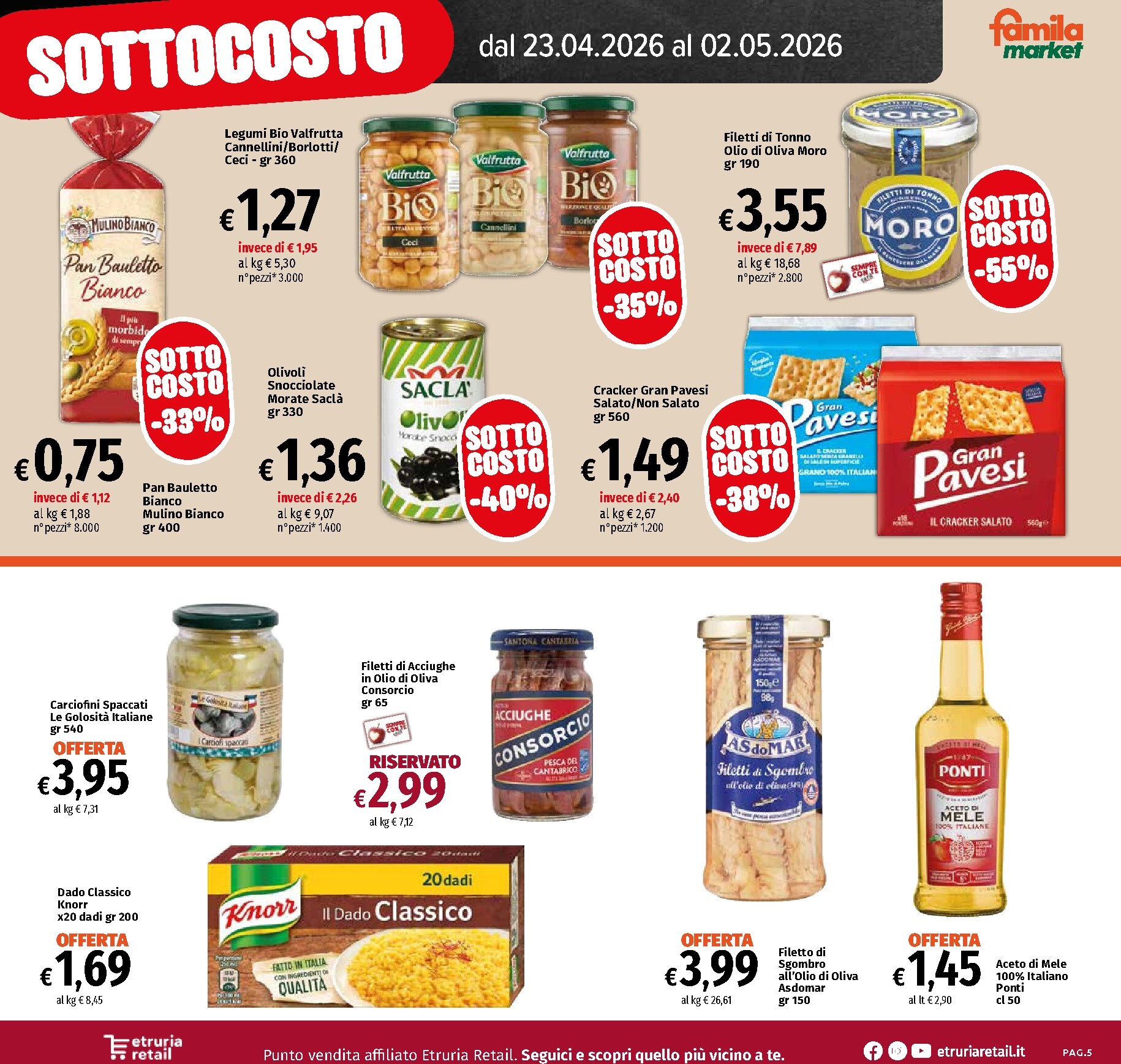 famila - Volantino attuale di Famila market - Sottocosto valido dal giovedì 23/04/2026 al mercoledì 06/05/2026 - page: 5