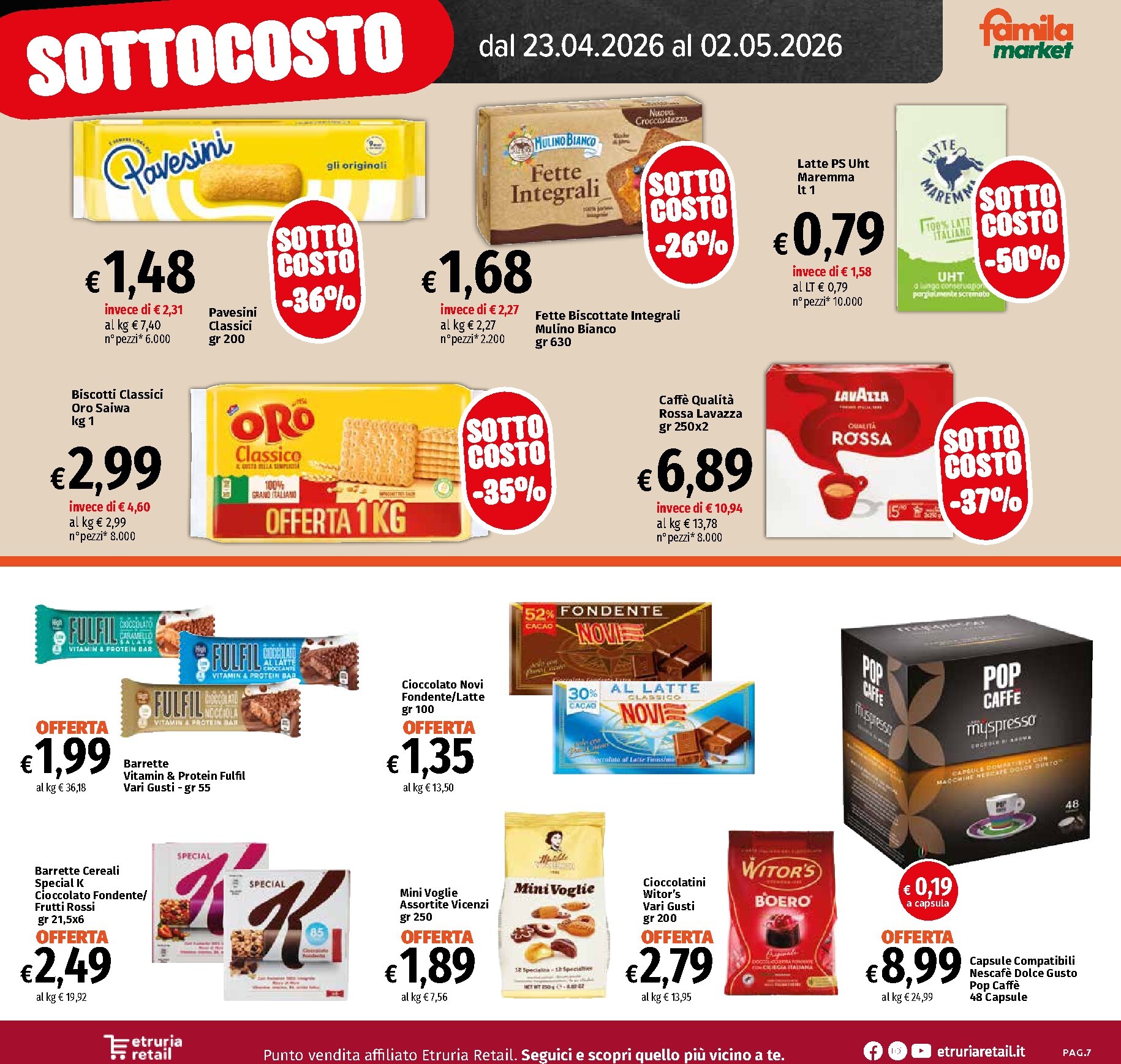 famila - Volantino attuale di Famila market - Sottocosto valido dal giovedì 23/04/2026 al mercoledì 06/05/2026 - page: 7