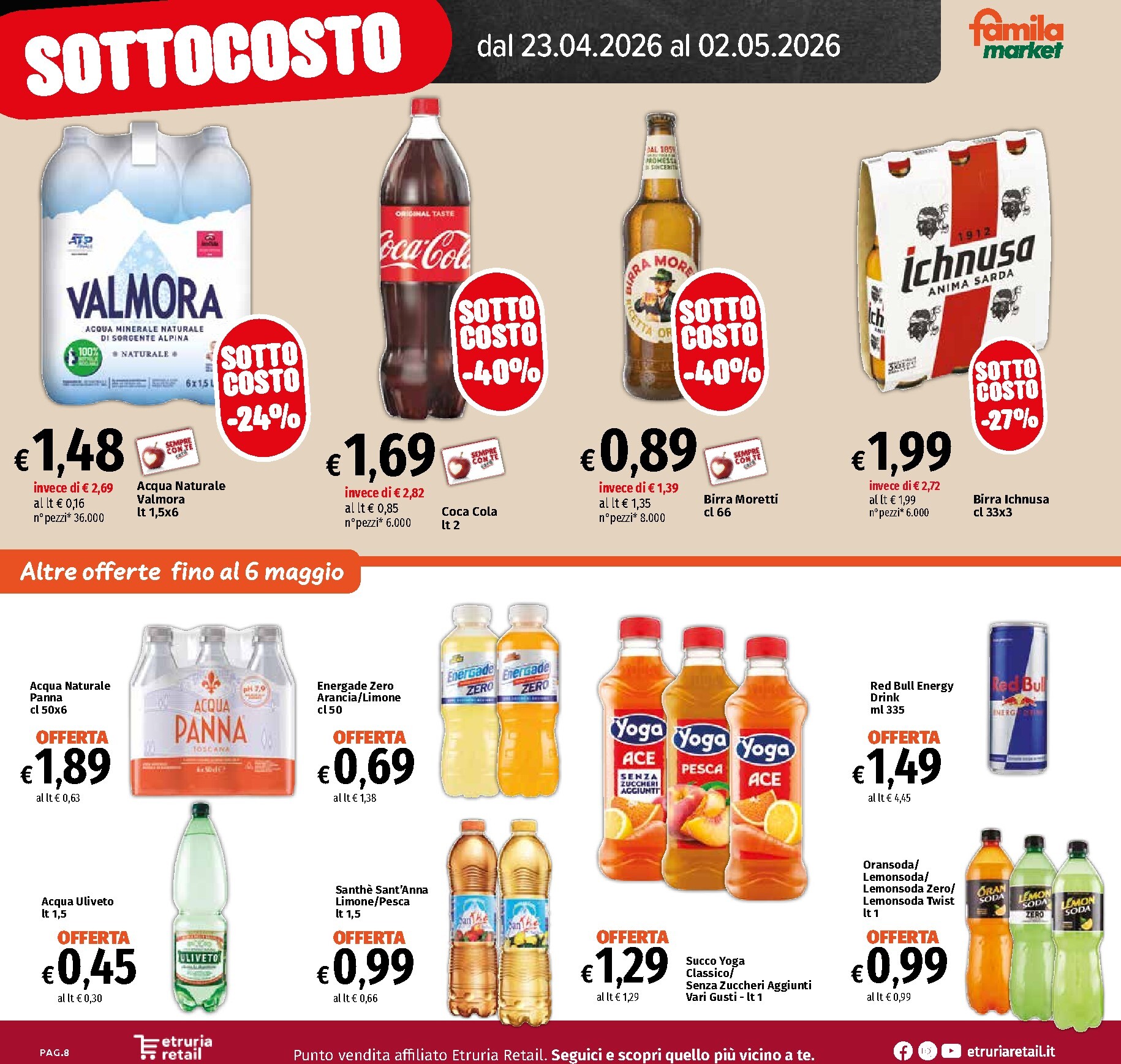 famila - Volantino attuale di Famila market - Sottocosto valido dal giovedì 23/04/2026 al mercoledì 06/05/2026 - page: 8
