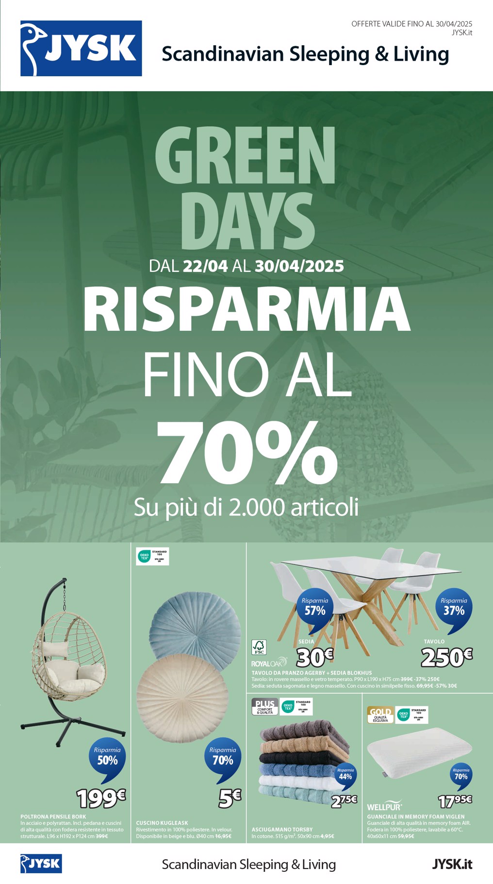 jysk - Volantino JYSK - Grandi offerte valido dal 24/04 al 30/04