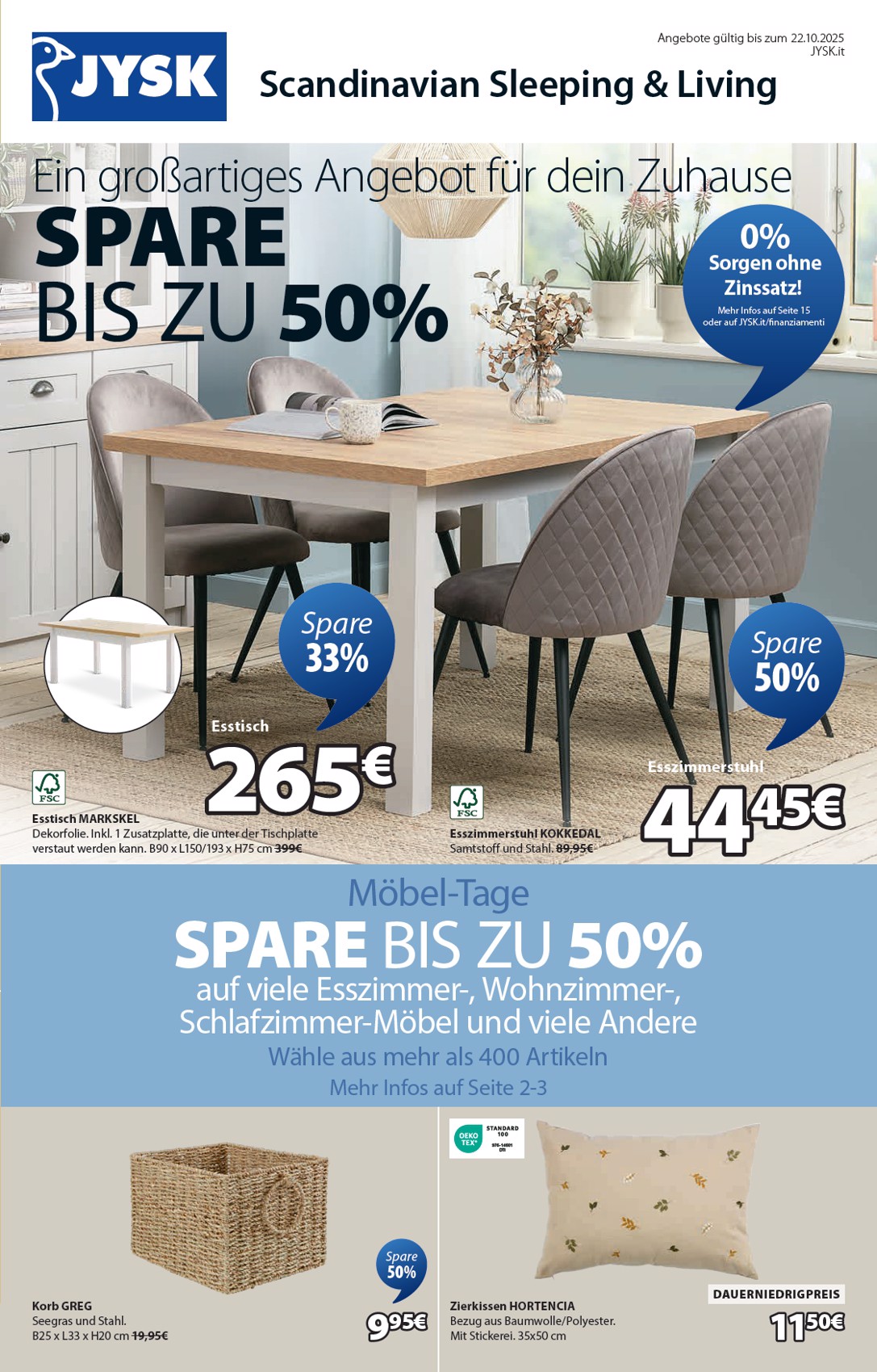 jysk - Volantino JYSK - Großartige Angebote valido dal 02/10 al 22/10