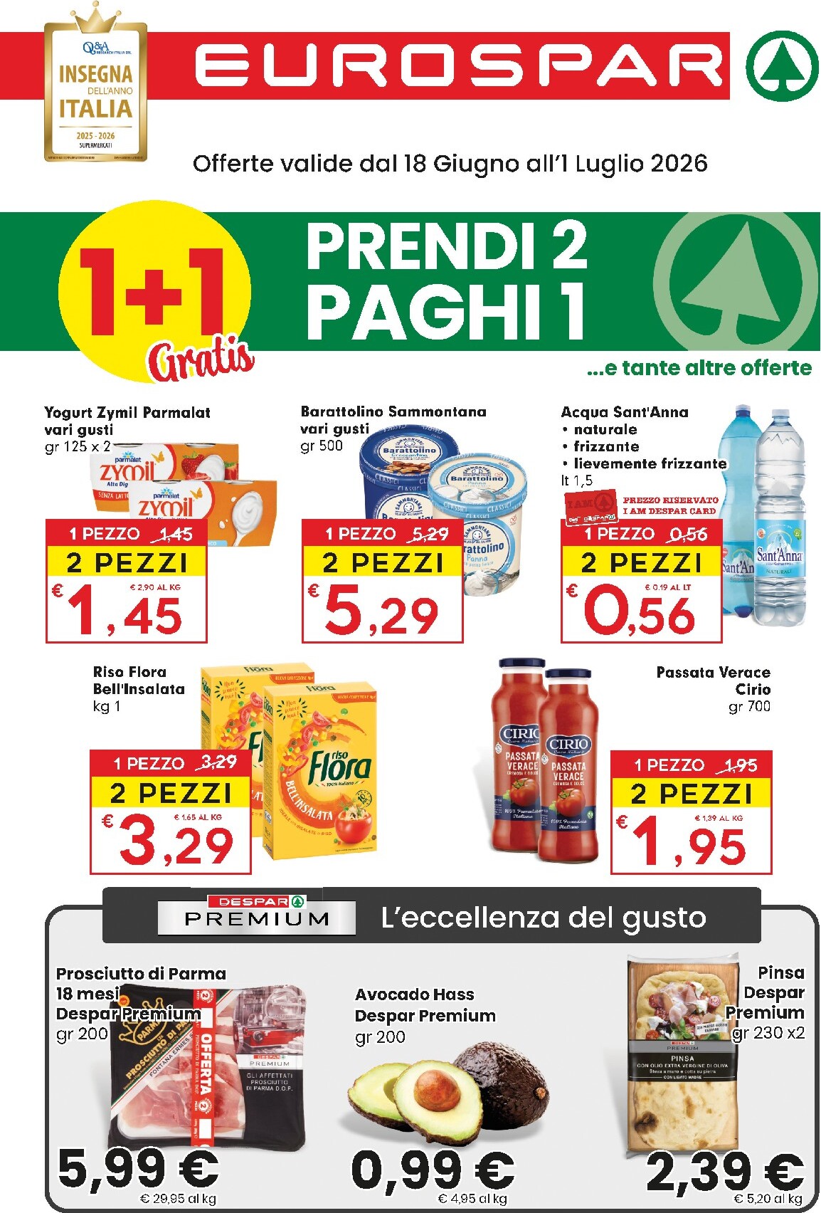 eurospar - Volantino futuro Eurospar valido dal giovedì 18/06/2026 al mercoledì 01/07/2026