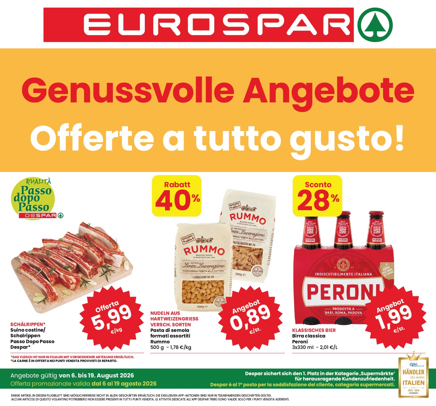 eurospar - Volantino attuale di Eurospar - Tutto Nuovo multilingue valido dal giovedì 06/08/2026 al mercoledì 19/08/2026