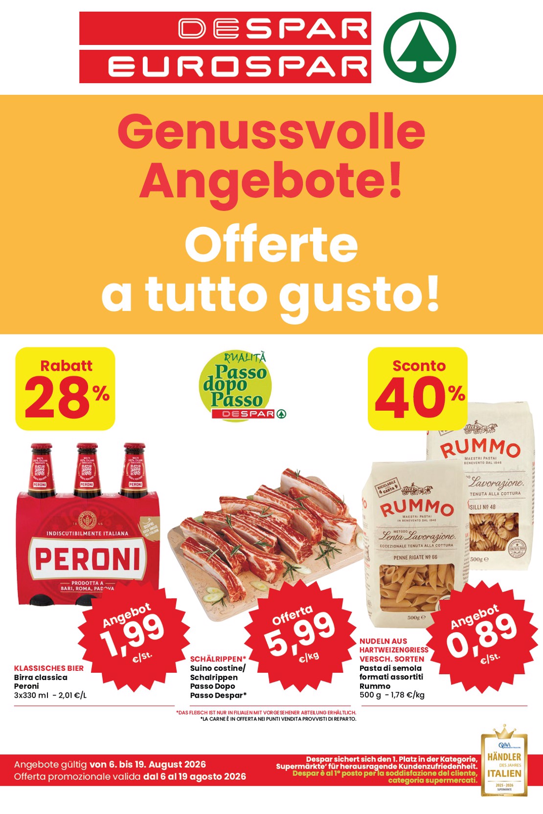 eurospar - Volantino attuale di Eurospar & Despar - Offerte a tutto gusto multilingue valido dal giovedì 06/08/2026 al mercoledì 19/08/2026