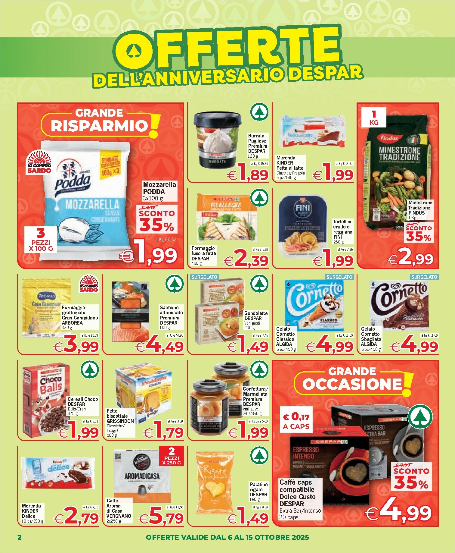 eurospar - Volantino Eurospar - Arzachena, Budoni, Capoterra, Nuoro, Olbia, Ozieri, Porto Torres, Sanluri, Serramanna, Tonara, Tortolì, Santa Teresa di Gallura valido dal 06/10 al 15/10 - page: 2