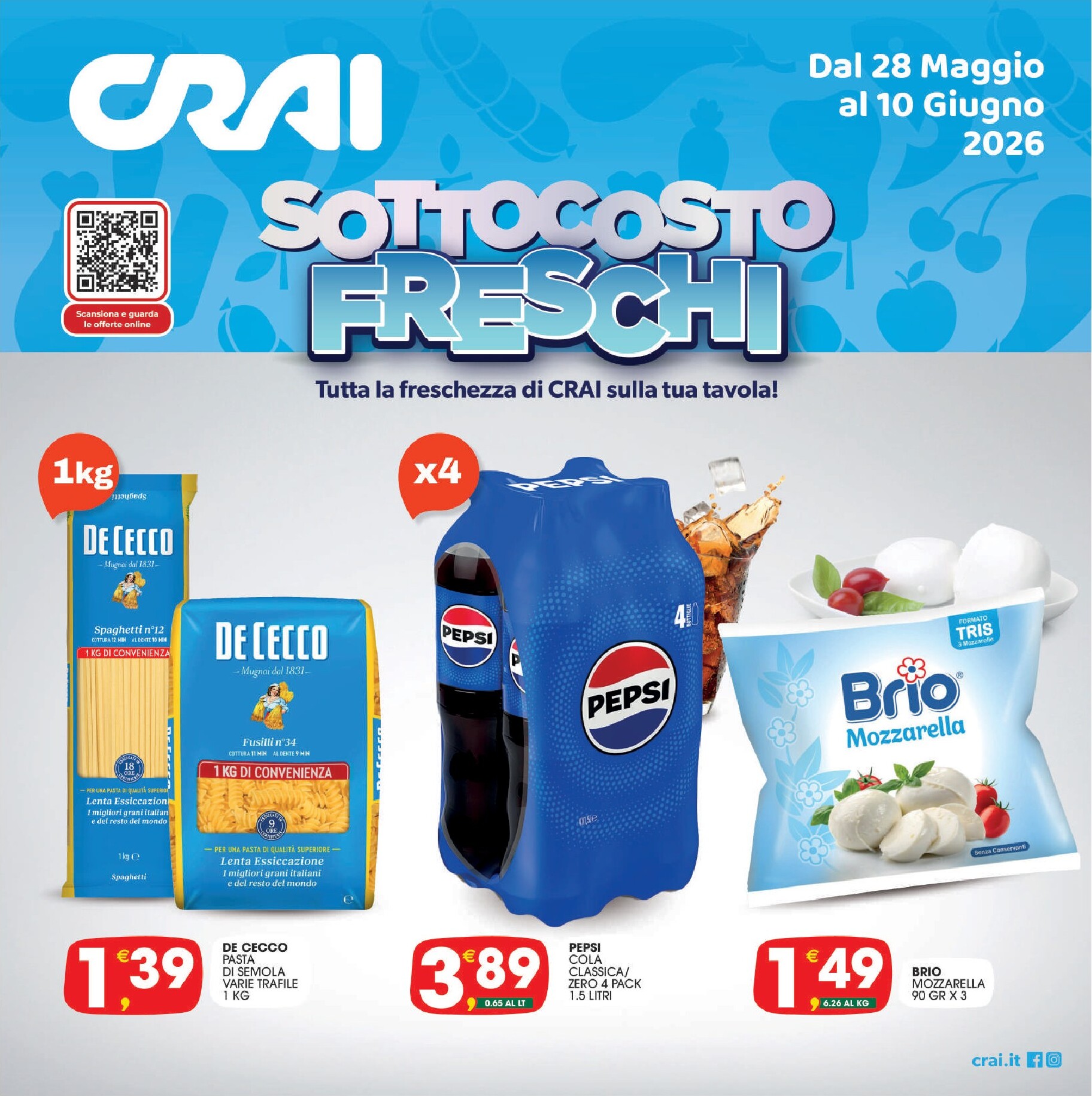 crai - Volantino attuale di Crai - Sottocosto Freschi valido dal giovedì 28/05/2026 al mercoledì 10/06/2026
