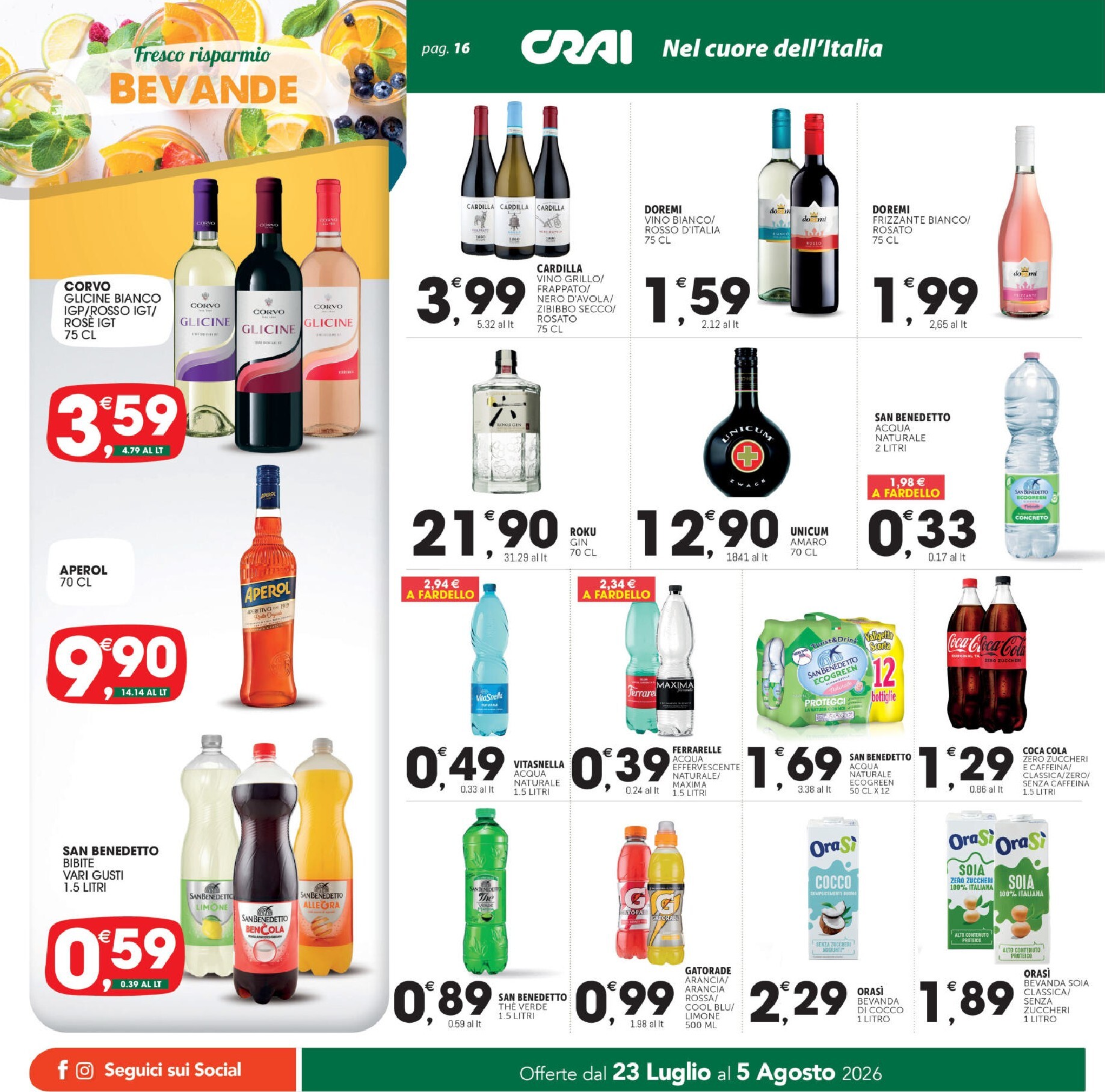 crai - Volantino attuale di Crai - Tanti Prodotti al Costo valido dal giovedì 23/07/2026 al mercoledì 05/08/2026 - page: 16